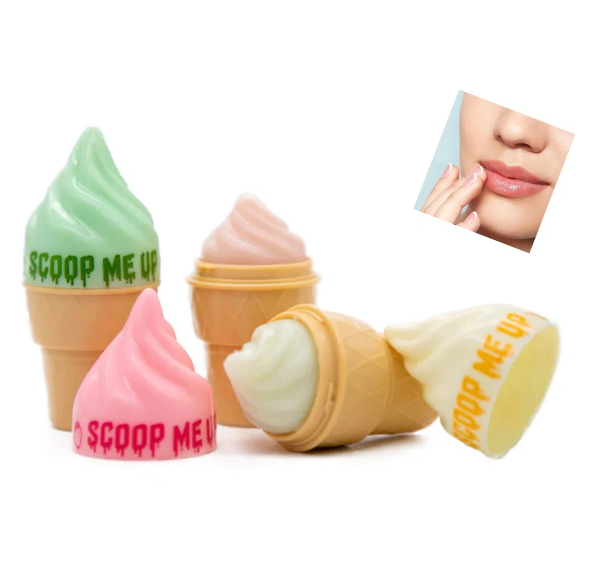 Italia Deluxe Scoop Me Up Lippenbalsam, 4er-Set, süßes Eis, feuchtigkeitsspendend, gegen Risse, Lippenpflege Scoop Me Up 4