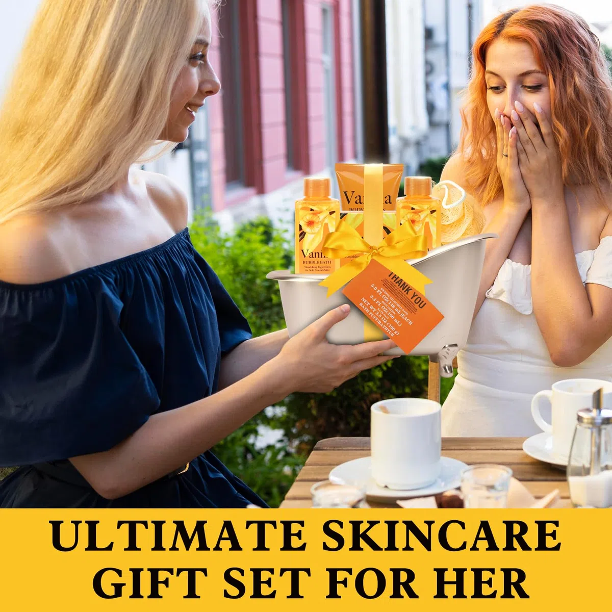 Spa Luxetique Bath Gifts for Women, 6PCS Vanilla Luxury Spa Gift Sets with Shower Gel, Bubble Bath, Body Lotion, Valentines Gifts for Her, Mom, Pamper Sets for Women Gifts