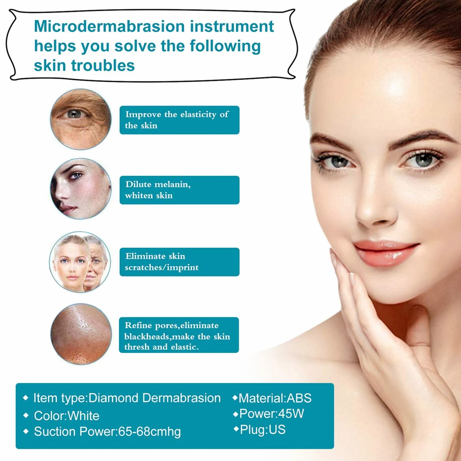 TwoWin Diamant Mikrodermabrasion Dermabrasion Maschine, 3 in 1 Professionelle Hautverjüngung Akne Faltenbehandlung Salonausstattung für Gesicht mit Vakuum und Spray (Starke Saugkraft: 65-68 cmhg)