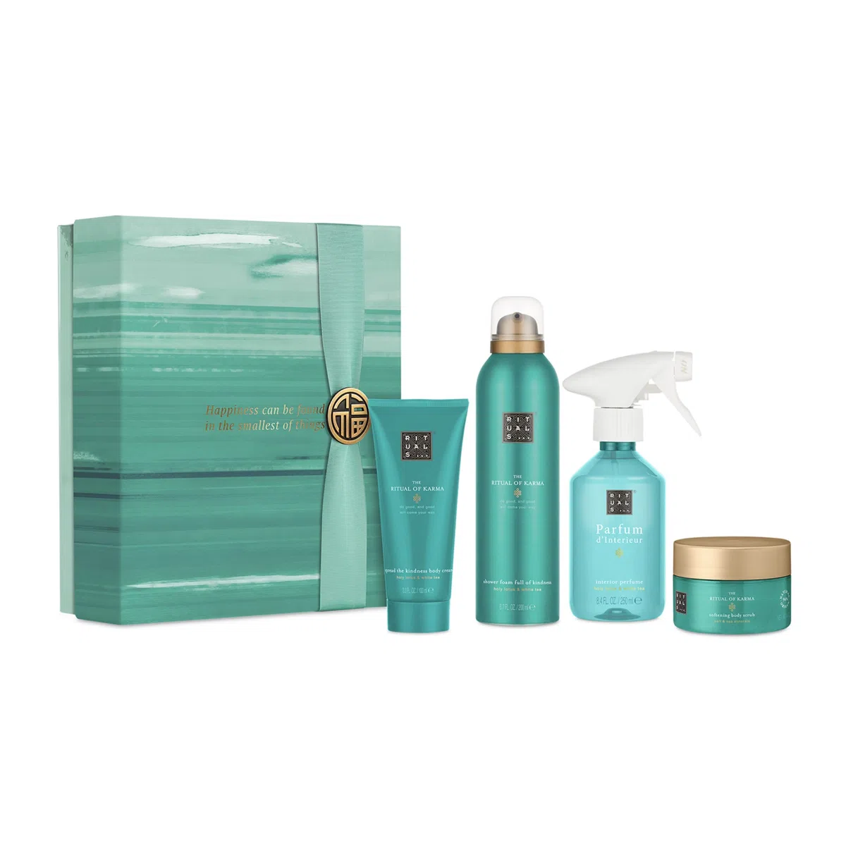 RITUALS Soothing Routine Geschenkset aus der The Ritual of Karma Serie, Set aus: Duschschaum, Parfum d'Intérieur, Körpercreme, Körperpeeling mit Salz, 1108677, Andere