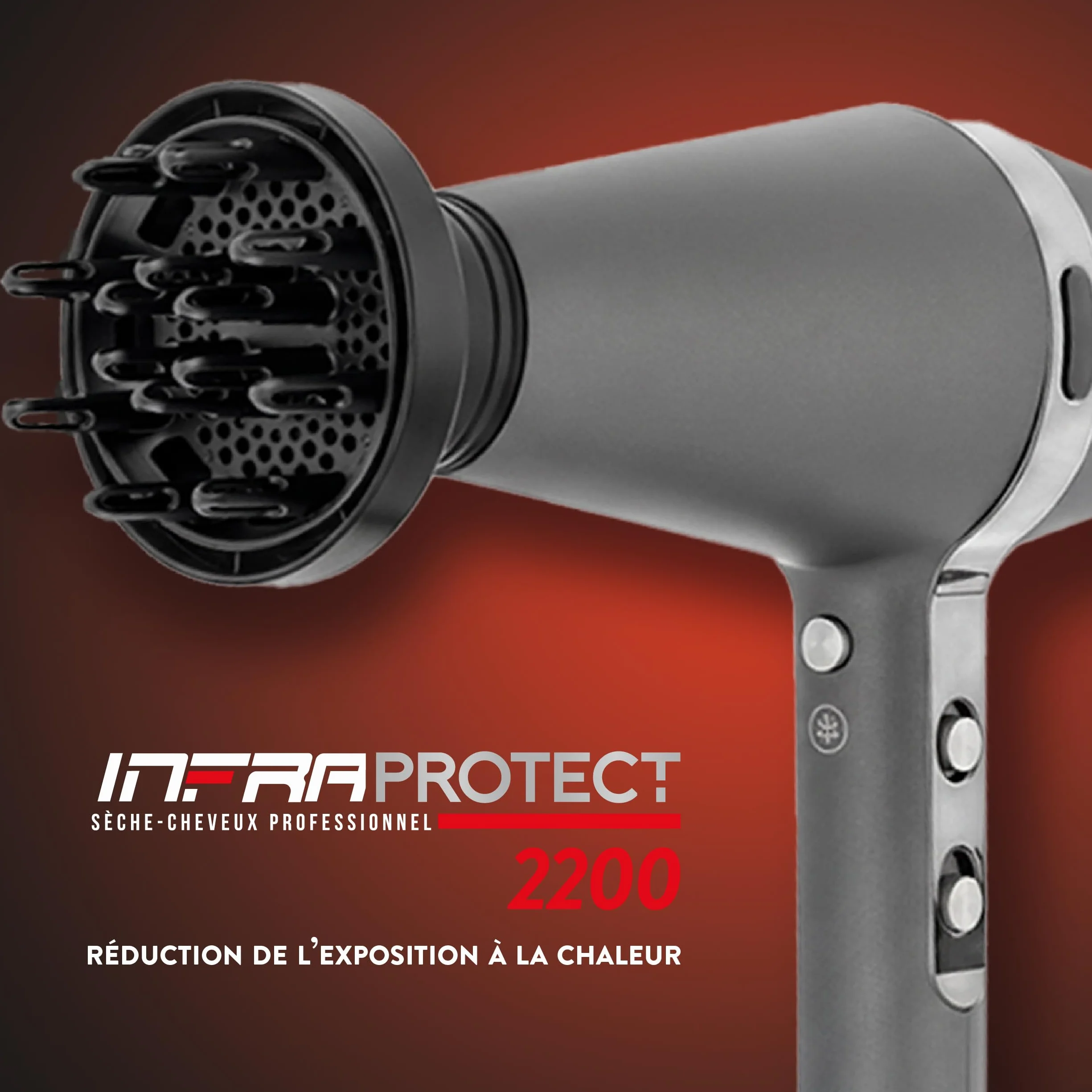 JEAN LOUIS DAVID - INFRAPROTECT 2200W - Infrarot-Technologie - Schnelltrocknend - Professionelles Gerät - 3 Temperaturen, 2 Geschwindigkeiten - 1 Konzentrator und 1 Diffusor