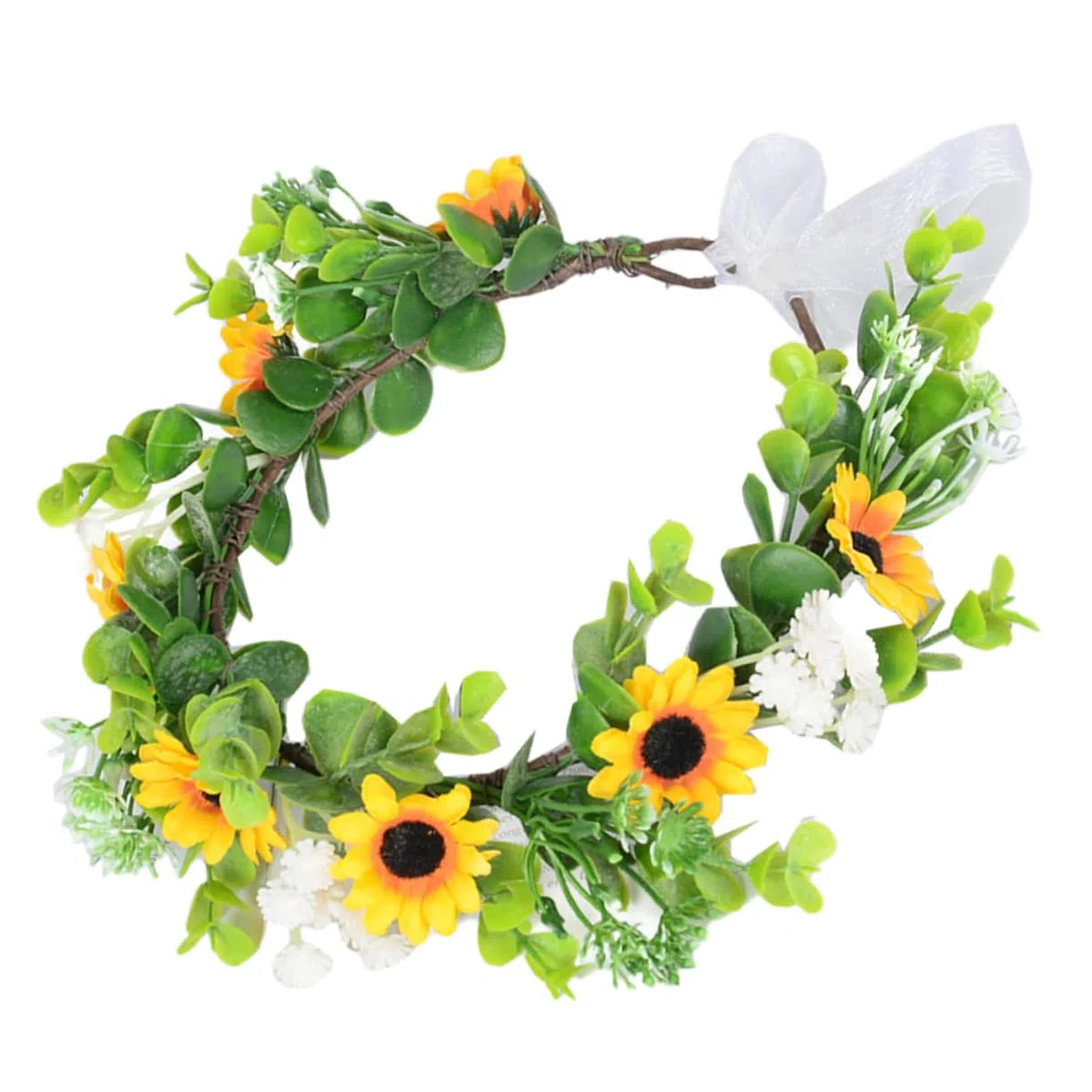 ABOOFAN 5 Stück künstlicher Girlanden-Kopfschmuck Hochzeit heiraten Kopfbedeckungen Dekorationen Gelb stirnband Haarband Blumenkronen-Kit Blumenkrone für die Braut Plastik