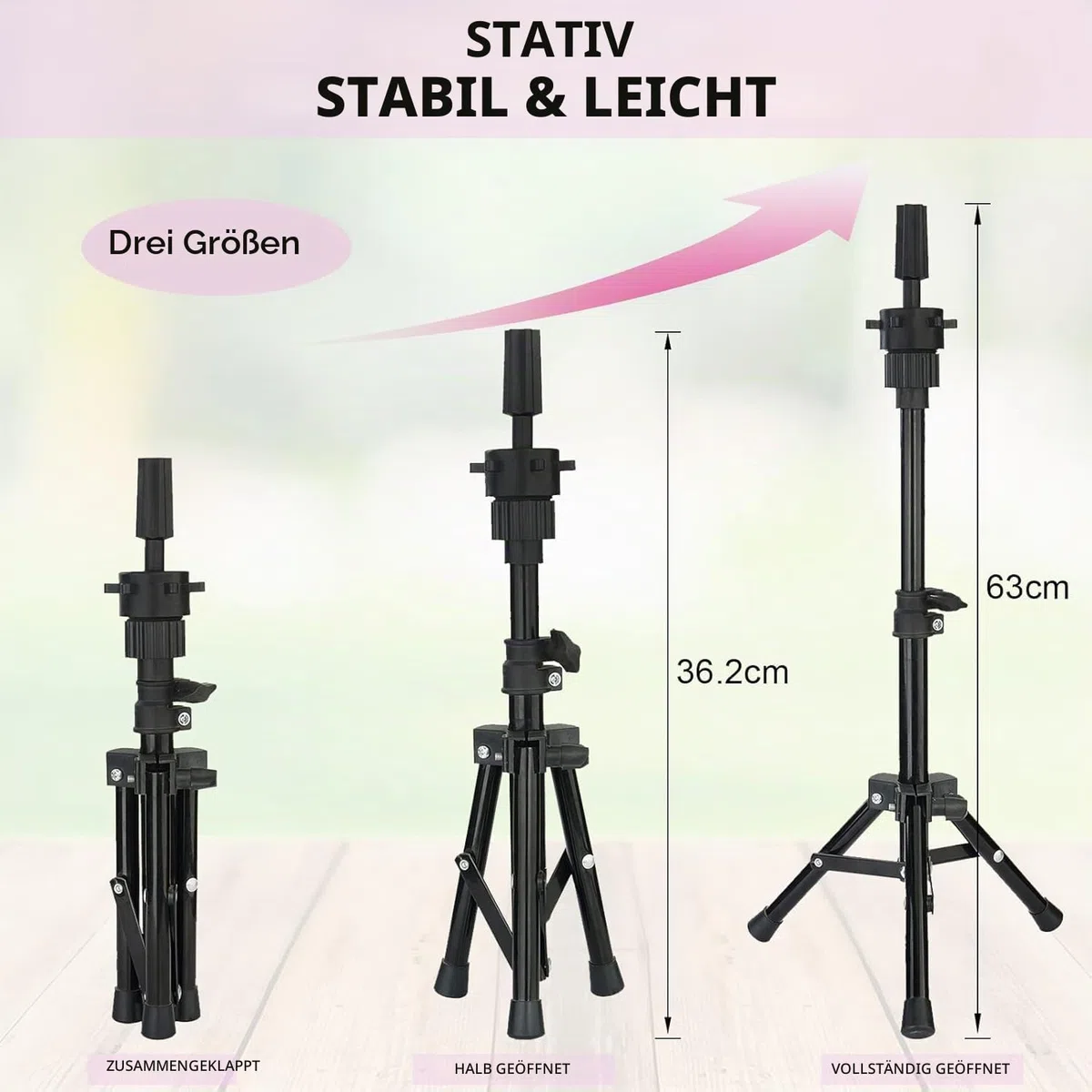 Neverland Beauty & Health 23" (58cm) Perückenkopf mit Ständer, Tischklammer, T-Stifte, Perückenkappe