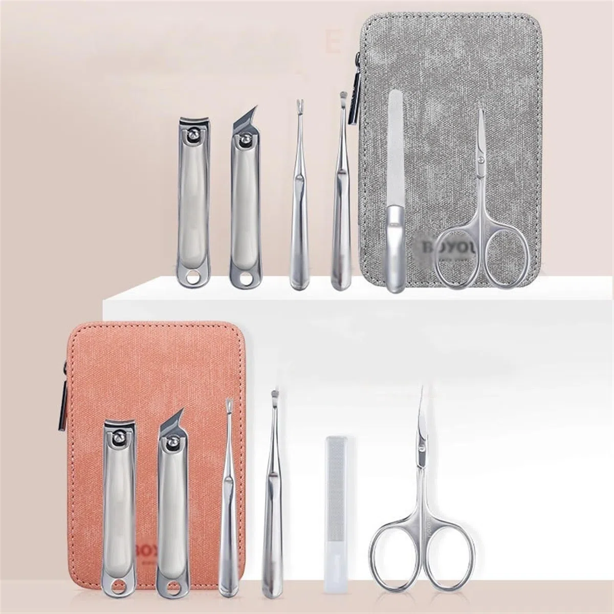 Nagelpflege-Set, 6-teiliges/Set tragbares Maniküre-Set, Nagelwerkzeuge for die Körperpflege, professionelles Maniküre-Pflegeset | Gris