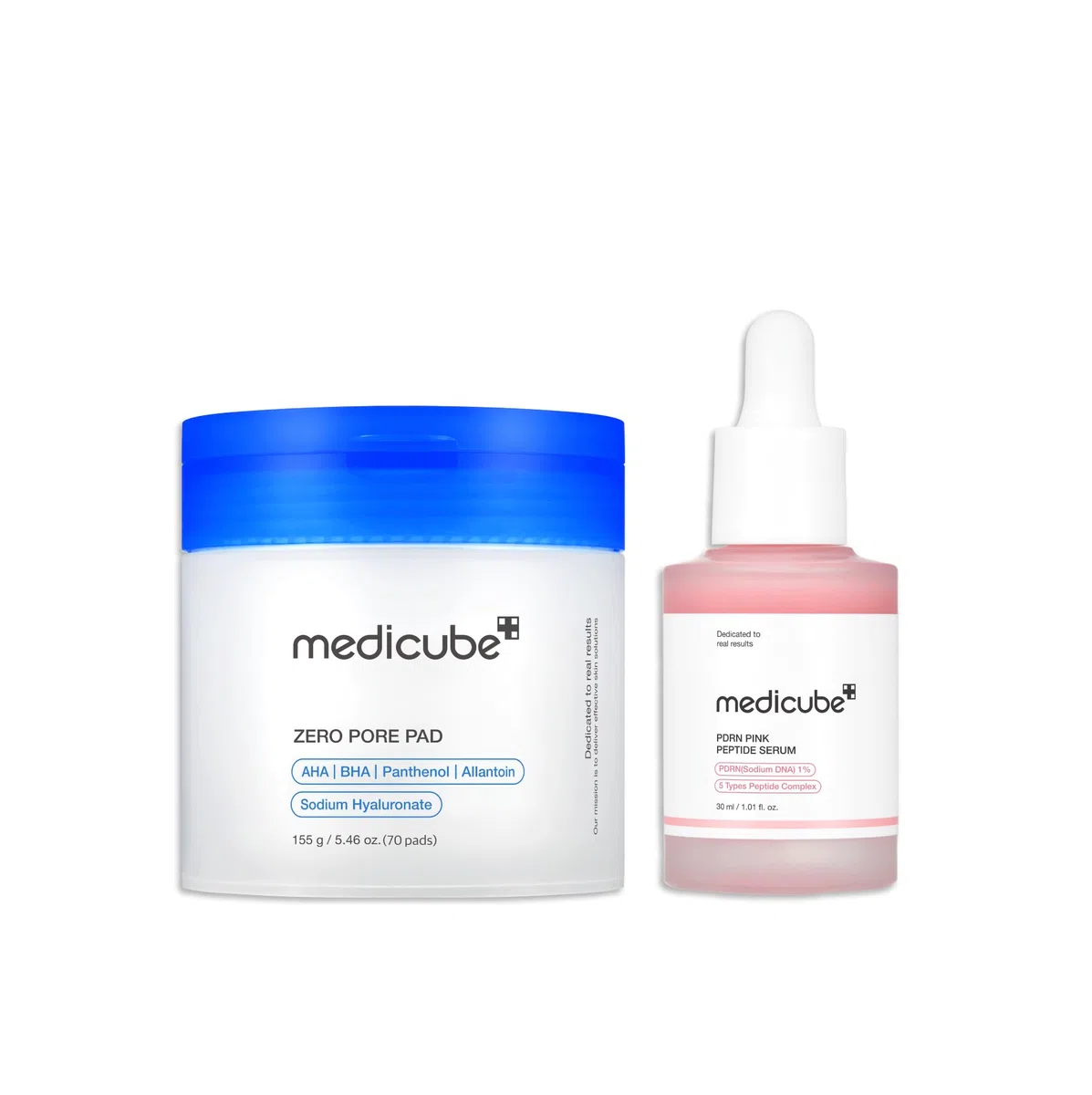 Medicube Synergie-Duo Zero Pore Pads 70 Pads & PDRN Pink Peptide Serum 30ml Korean Skincare Pflegeset