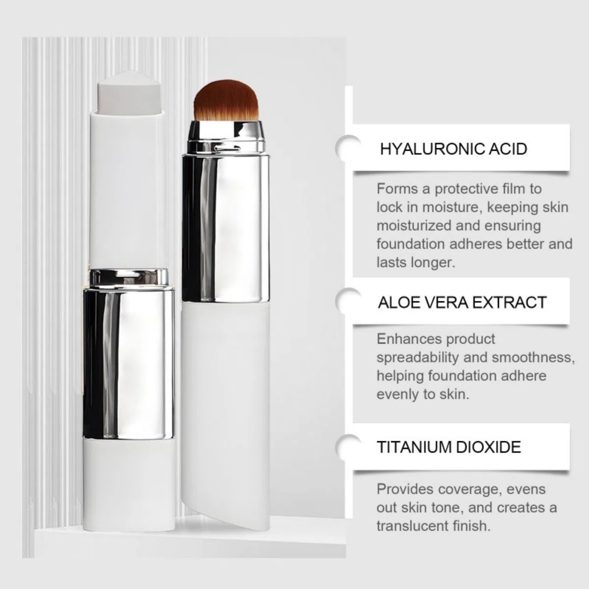 2-in-1 Foundation mit Bürste, lange Haltbarkeit, für normale Trocknung und Kombination der Haut (Ivory White) mit leuchtendem Natur-Finish