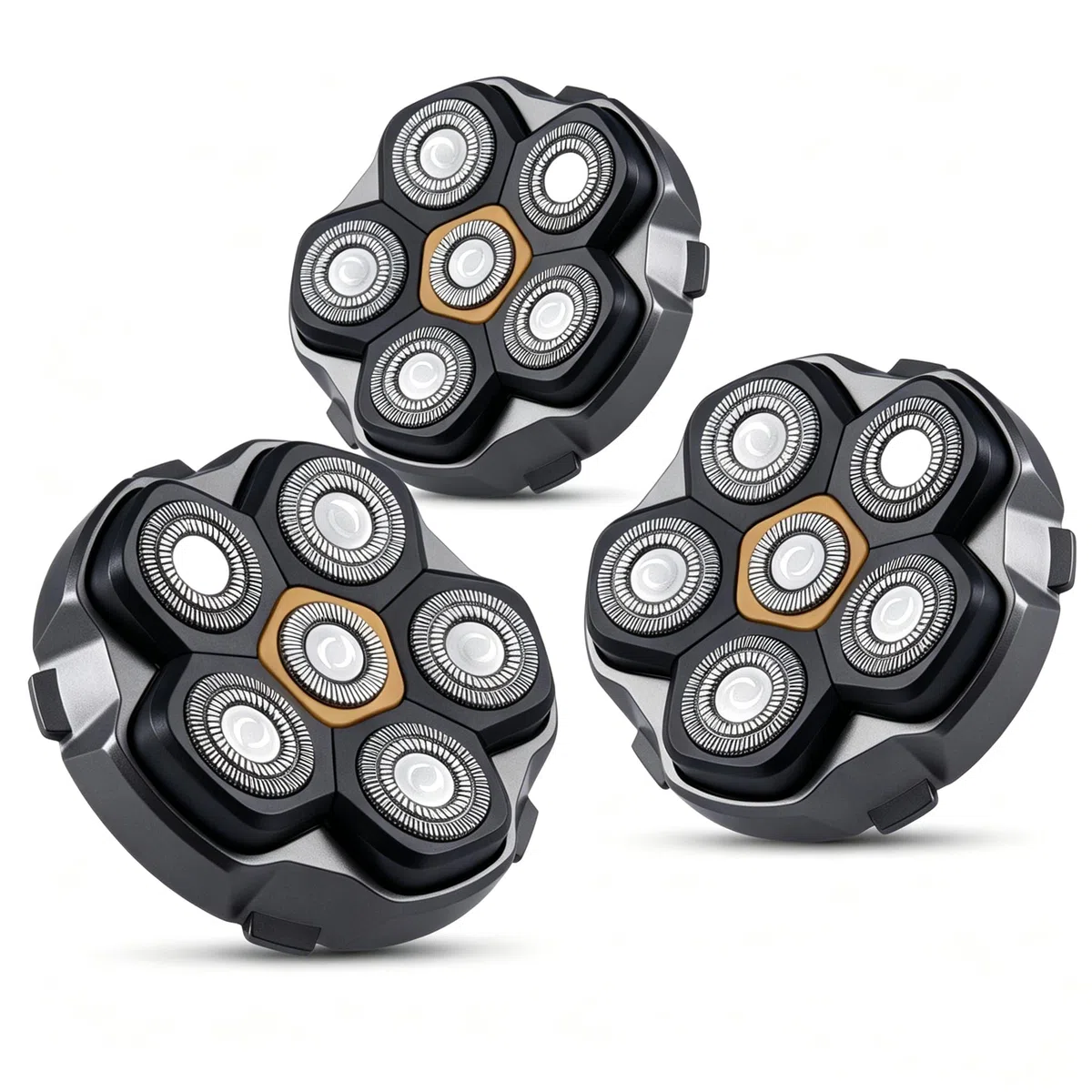 3 Stück Ersatzrasierkopf für Glatzen Rasierer Herren,LOEVERY 6D Magnetischer Scherkopf,Nass- und Trockenrasur,Universal Schnelle Doppelring Kopfrasierer für Solimpia JoyKoi Singphere DOAO AEXIRI