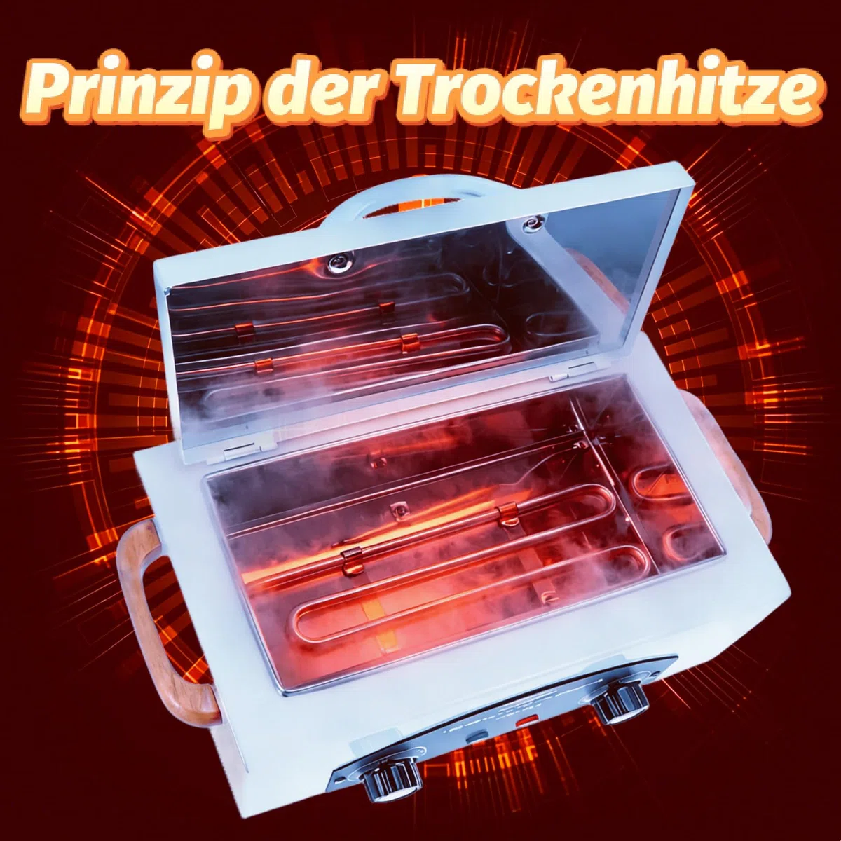 Sterilisator für Instrumente, 300W 220℃, Desinfektion, Trock Hitze | Autoclave Sterilizer mit Trocknerfunktion & Timer für Nagelwerkzeuge, Instrumentendesinfektion für Friseursalon, Zahnarzt
