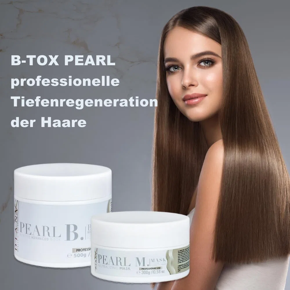 B-Tox für Haare und Haarmaske, Kleines Set, Haarkur mit Zusatz von Aminosäuren und B-Vitamine, Haarregeneration, Haarpflege - Pearl, 500g + 300g