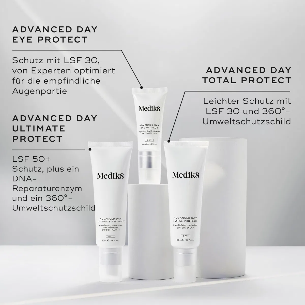 Medik8 Advance Day Ultimate Protect - LSF 50+ Anti-Aging-Feuchtigkeitscreme mit Lichtschutzfaktor LSF 50+ PA++++ - Feuchtigkeitsspendender & nicht fettender UV-Schutz - 50ml