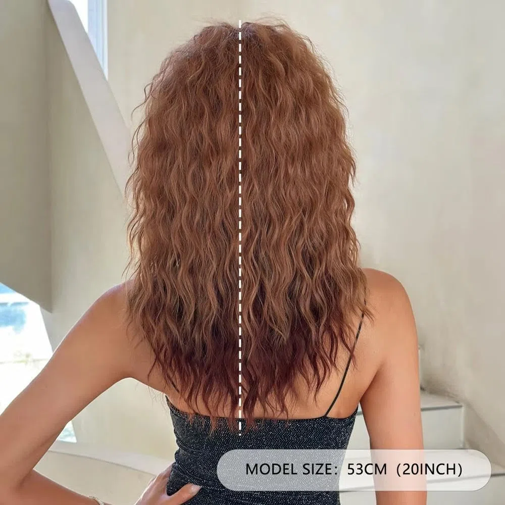 Haarpflege Schulterlange Mittellange Und Lange Wasserwellige Braune Perücke Für Frauen Schokoladenperücken Mit Air Bangs