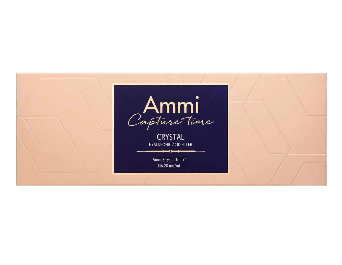 AMMI Crystal Hyaluronsäure Filler | CE und ISO zertifiziert | designed in Germany | 1,0 ml | Behandlung von tiefen Falten, Lippenvolumen und Konturen