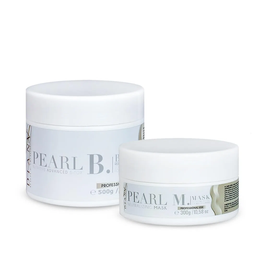 B-Tox für Haare und Haarmaske, Kleines Set, Haarkur mit Zusatz von Aminosäuren und B-Vitamine, Haarregeneration, Haarpflege - Pearl, 500g + 300g