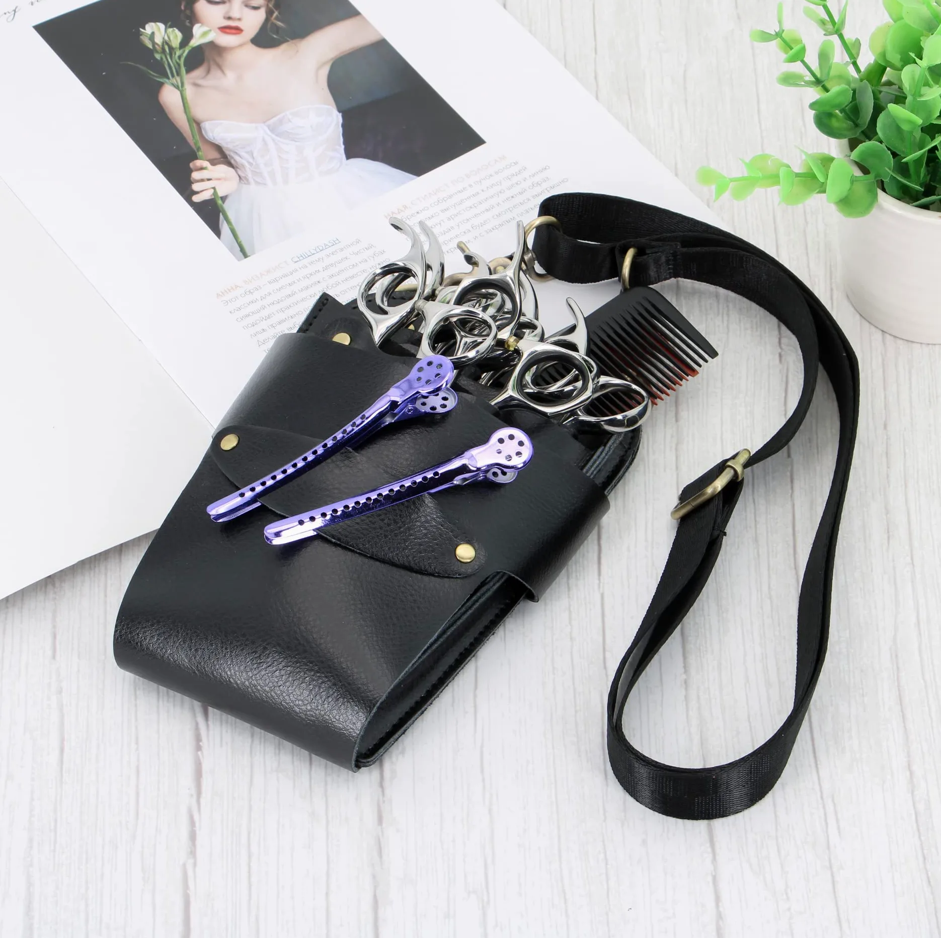 Friseur scherentasche Leder, friseur Werkzeugtasche Professionelle Schwarz | Salon Barber Friseur Gürteltasche, Friseurschere Holster Friseurwerkzeug Tragetasche mit verstellbarem Schultergurt