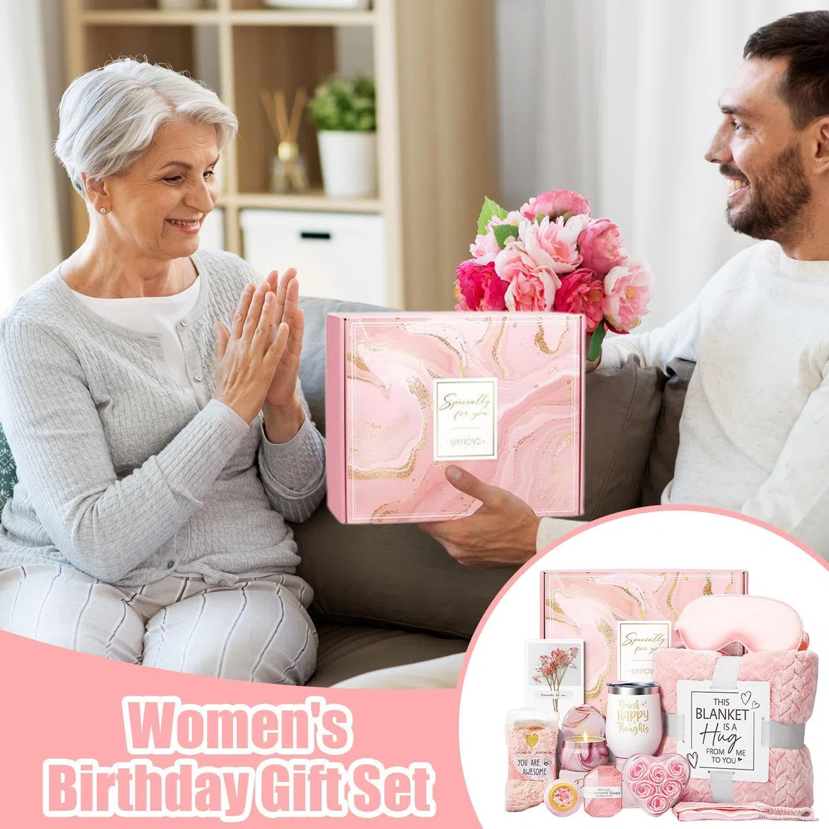 Set für Damen, Spa & Körperpflege, luxuriöses Wellness | Set mit Flanelldecke, für Muttertag nach der Geburt, Studenten und Brautgeschenk