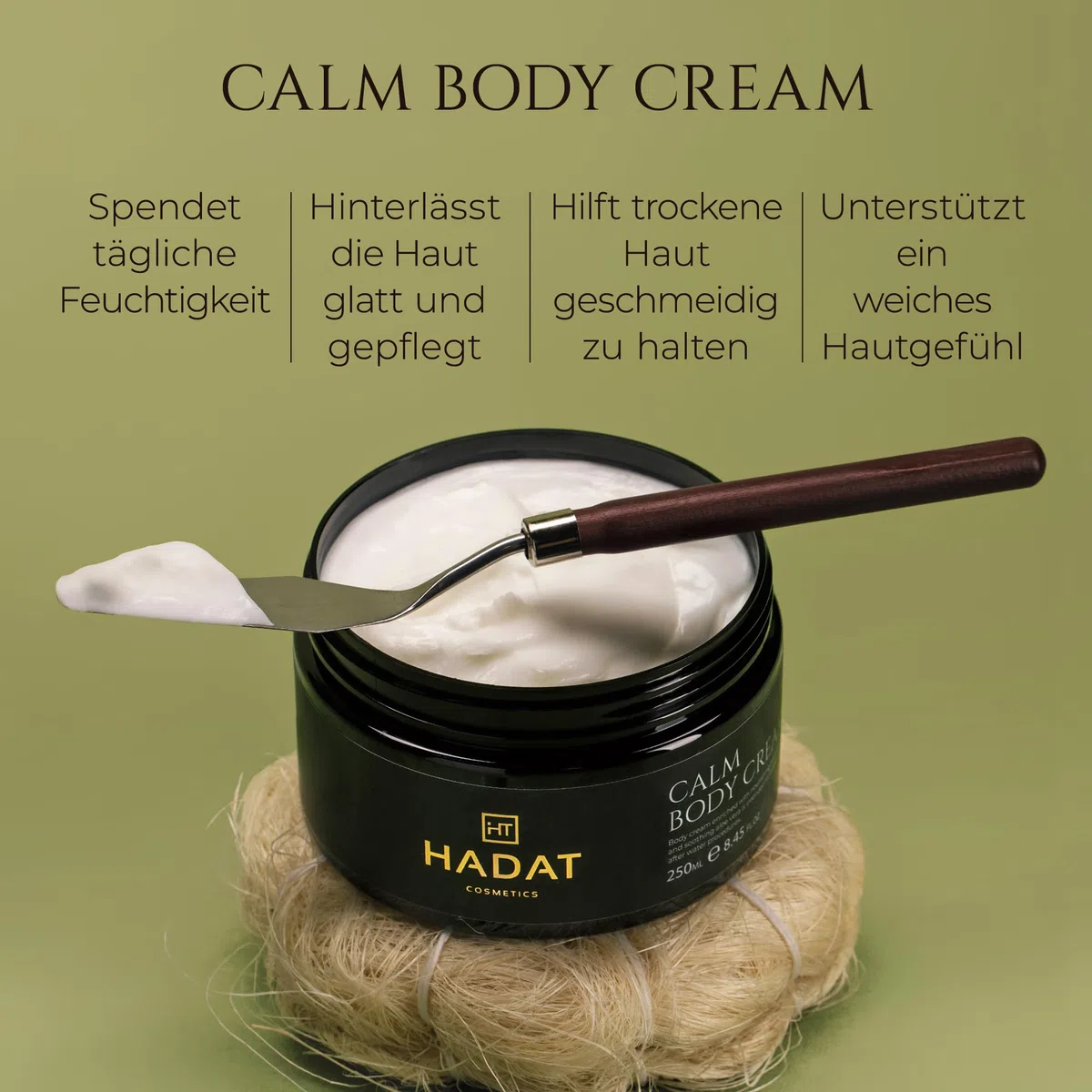 HADAT Calm Body Cream Moisturizing Avocado Oil Aloe Vera Hydrating Nourishing Skin Softening Daily Body Moisturizer for Dry Sensitive Skin, 250 ml