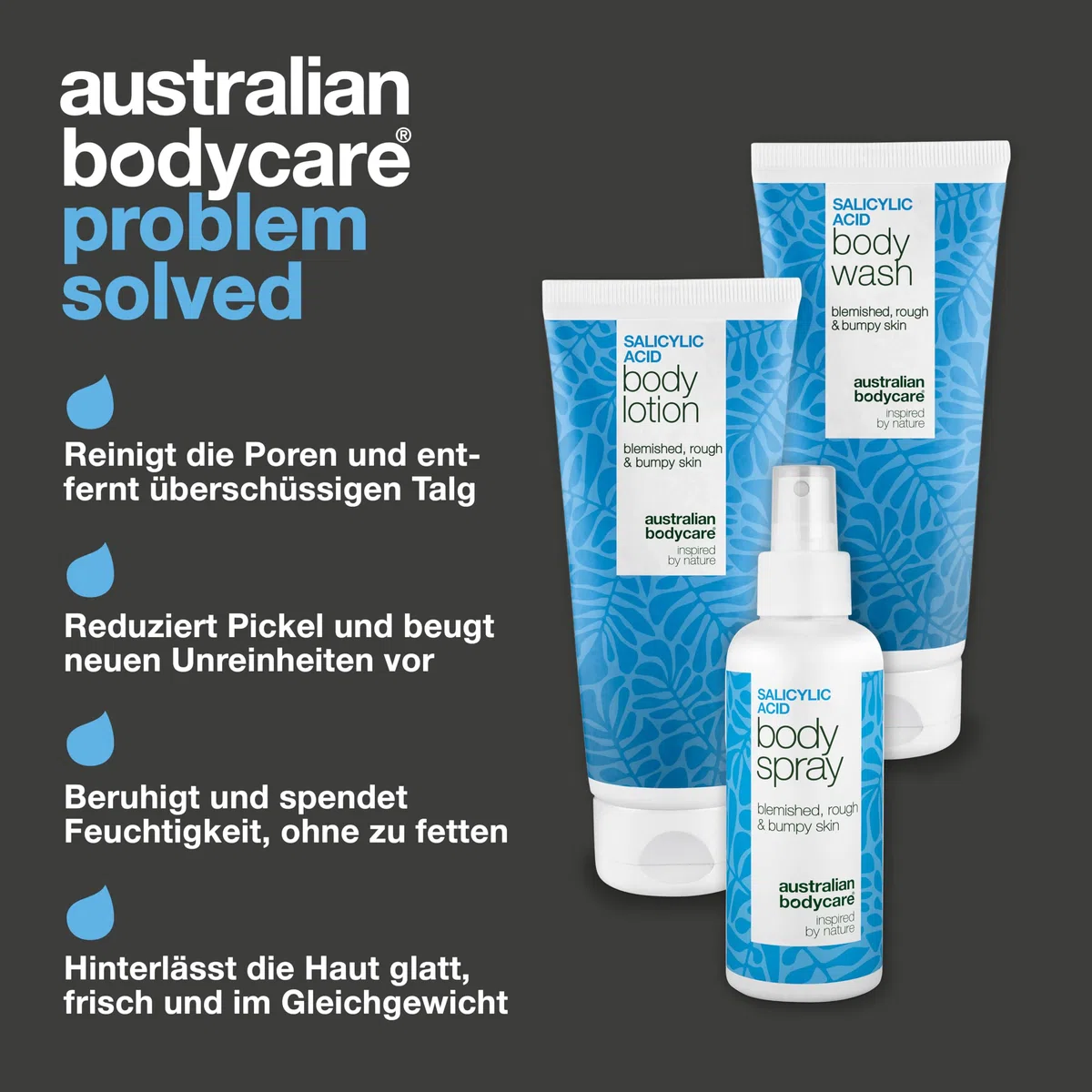 Anti Pickel Körperpflege Set mit Salicylsäure 3 Produkte Bundle