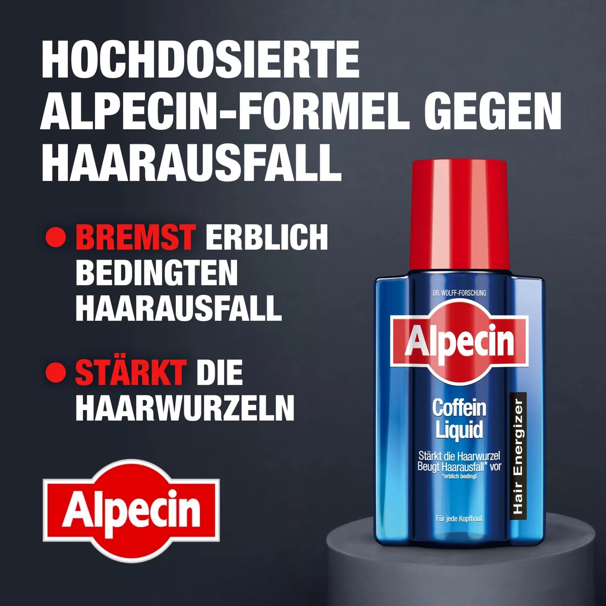 Alpecin Coffein-Liquid - 4 x 200 ml - Haarwasser zur Vorbeugung von erblich bedingtem Haarausfall bei Männern – zur Stärkung der Haarwurzel