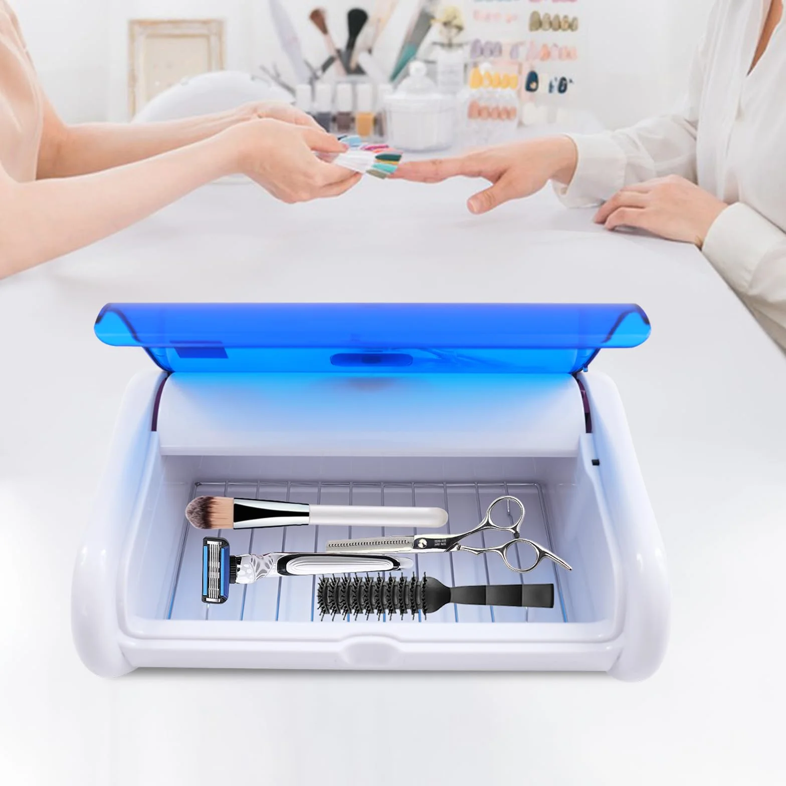 UV Sterilisator, 6W 220V UV Desinfektionsgerät mit Gitter, 2L Nagelwerkzeug Sterilisator für Instrumente Desinfektion Nagelstudio Fußpflege Tattoo, 31 * 21,5 * 10cm