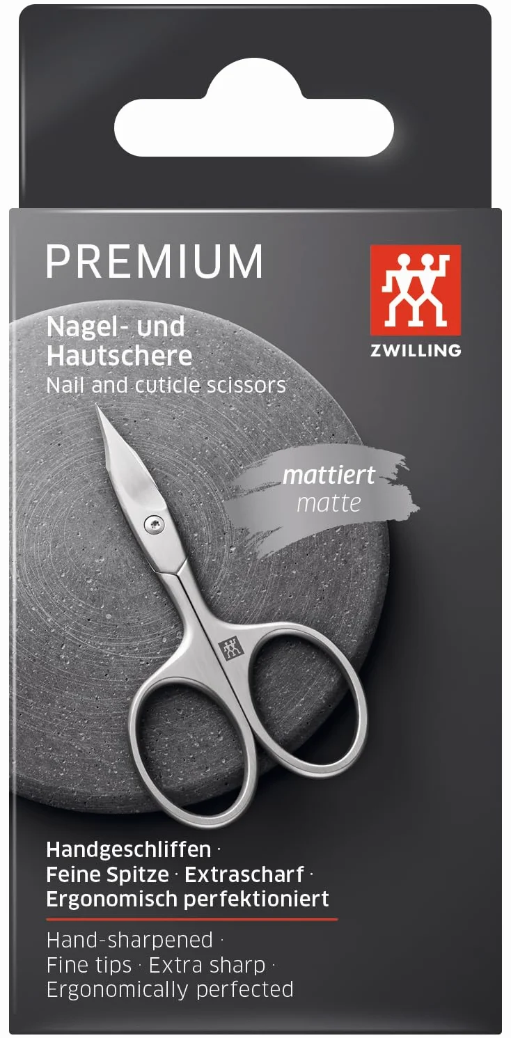 ZWILLING Kombi Nagelschere (Schere für Nägel und Nagelhaut, Gebogene Schneide und feine Spitze für präzisen Schnitt), Premium, Schwarz, 90 mm