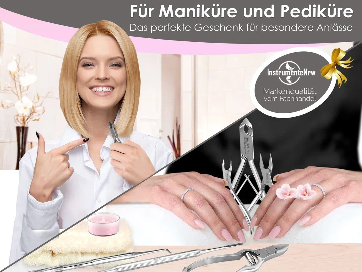 Nagelzange Fußpflege-Instrumente Set 7-teilig Nagelzangen für starke Nägel Hautzange Eckenheber Eckenfeile für Maniküre und Pediküre als Set-Angebot