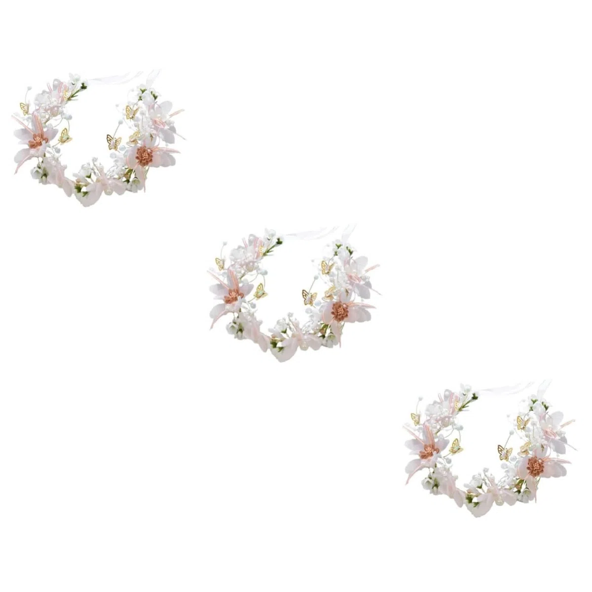 DOITOOL 3stücke Blumenkranz Haarschmuck Mit Perlen Und Schleife Elegant Und Leicht Für Hochzeiten Partys Und Besondere Anlässe Blumenschmuck Für Bräute Und Feiern