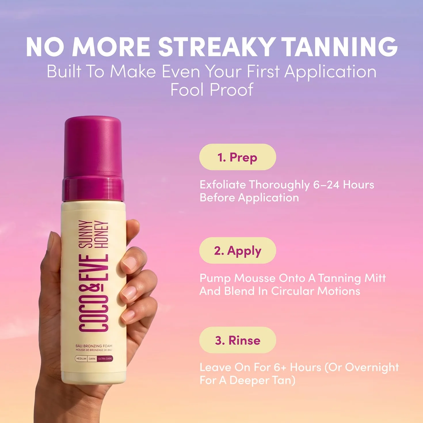 Coco & Eve Sunny Honey - Selbstbräununer Mousse - Natürliche Bräune ohne Sonneneinstrahlung | Feuchtigkeitsspendend, Anti-Cellulite & Anti-Ageing Selbstbräuner (Dunkel)