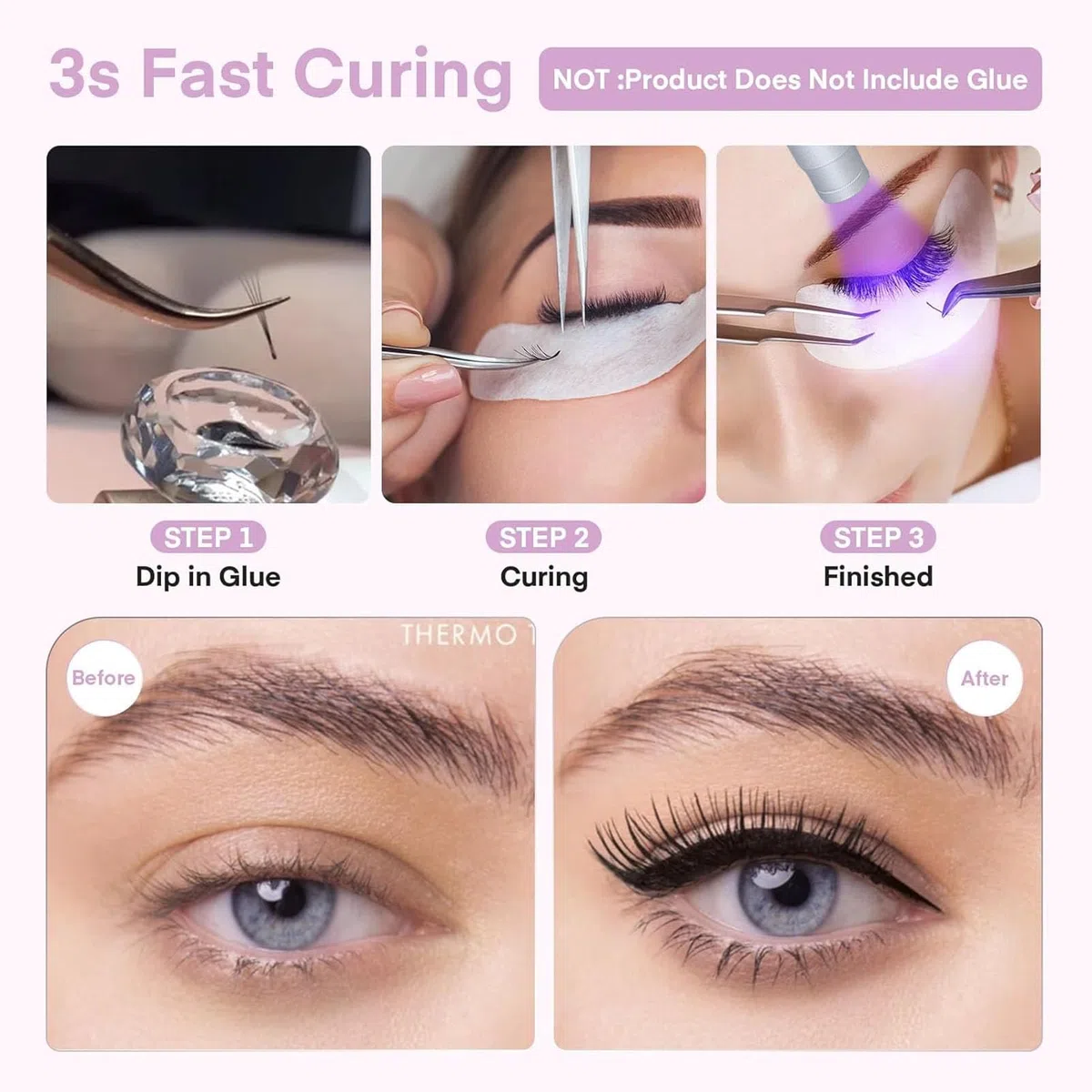 Vorhandene Beauty-UV-Lampe für Wimpernverlängerungen, UV-Wimpernlicht mit Fußpedalsteuerung, Verlängert die Langlebigkeit der (EU-Stecker AC100 bis 240 V 50 60 Hz)