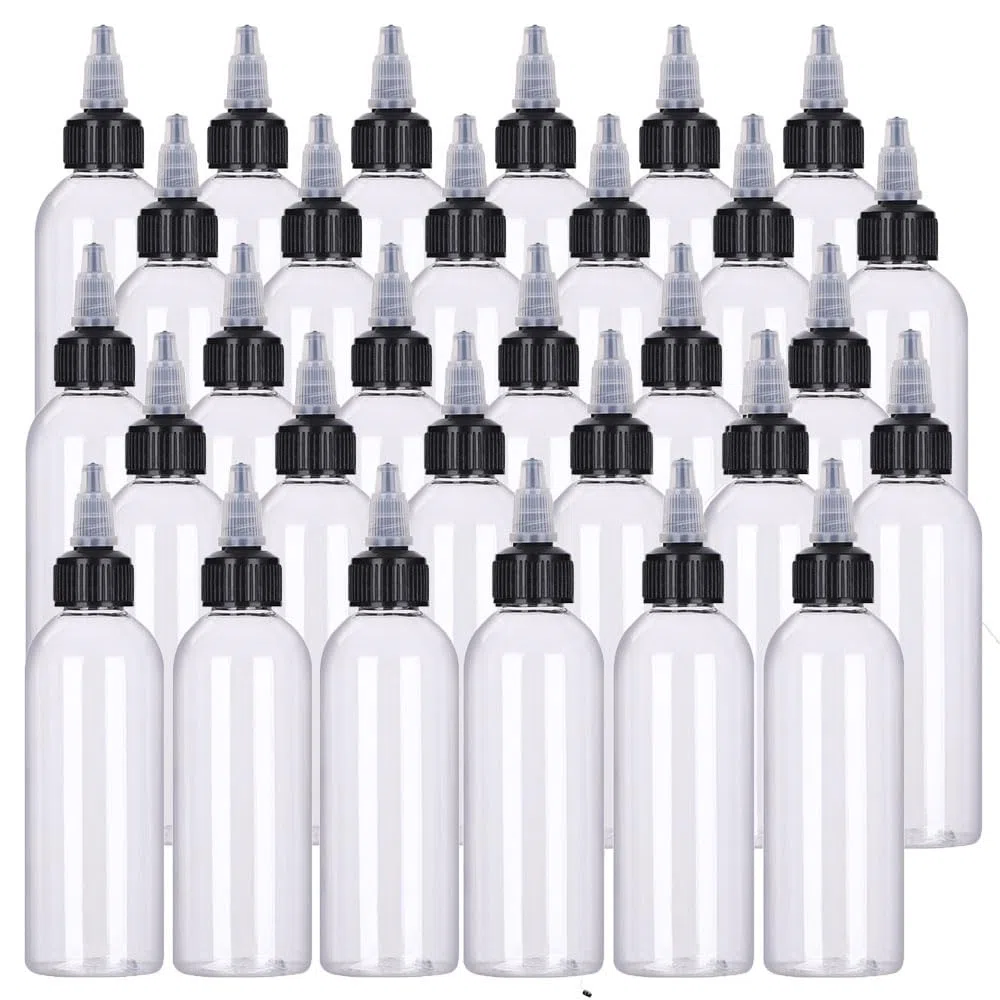 100PCS 30-250ML Nachfüllbare Kunststoff Flasche PET Öl Flüssigkeit Tropfflaschen Twist Top Cap Tattoo Pigment Tinte Container Kleber Applikator (120ML)