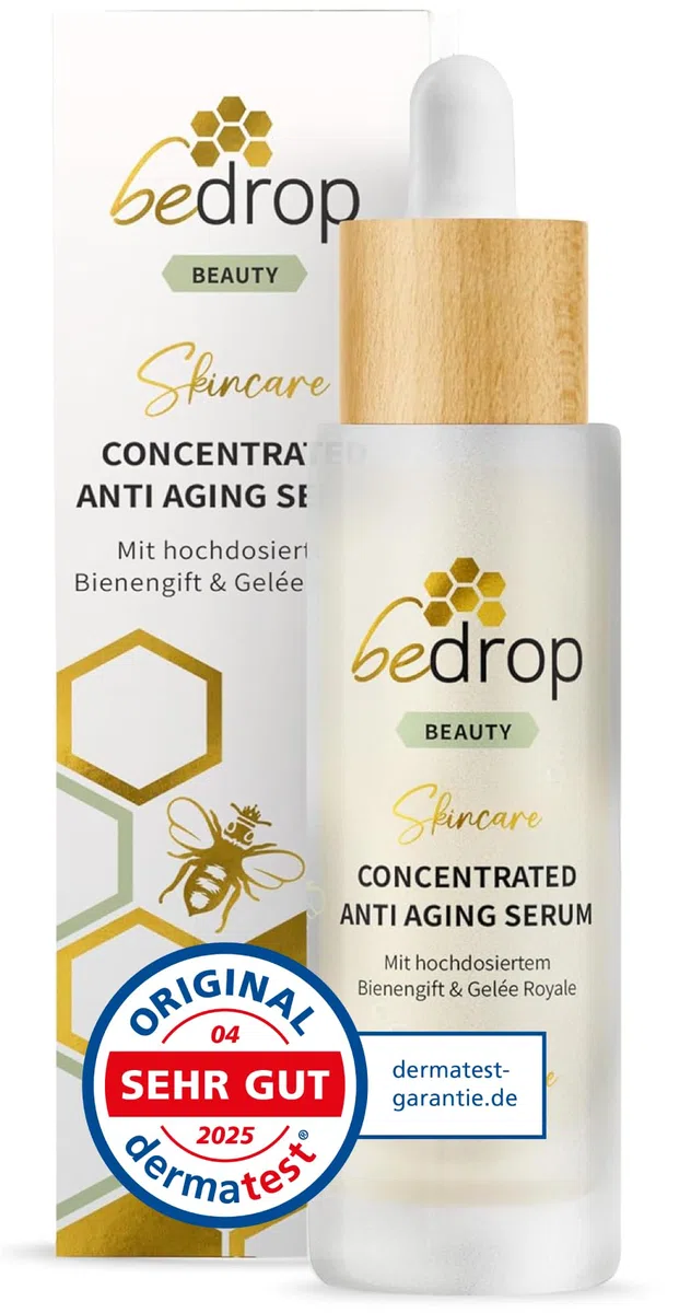 bedrop Concentrated Anti Aging Serum mit Bienengift, Gelée Royal, Hyaluron & Acetylglucosamin hochdosiert