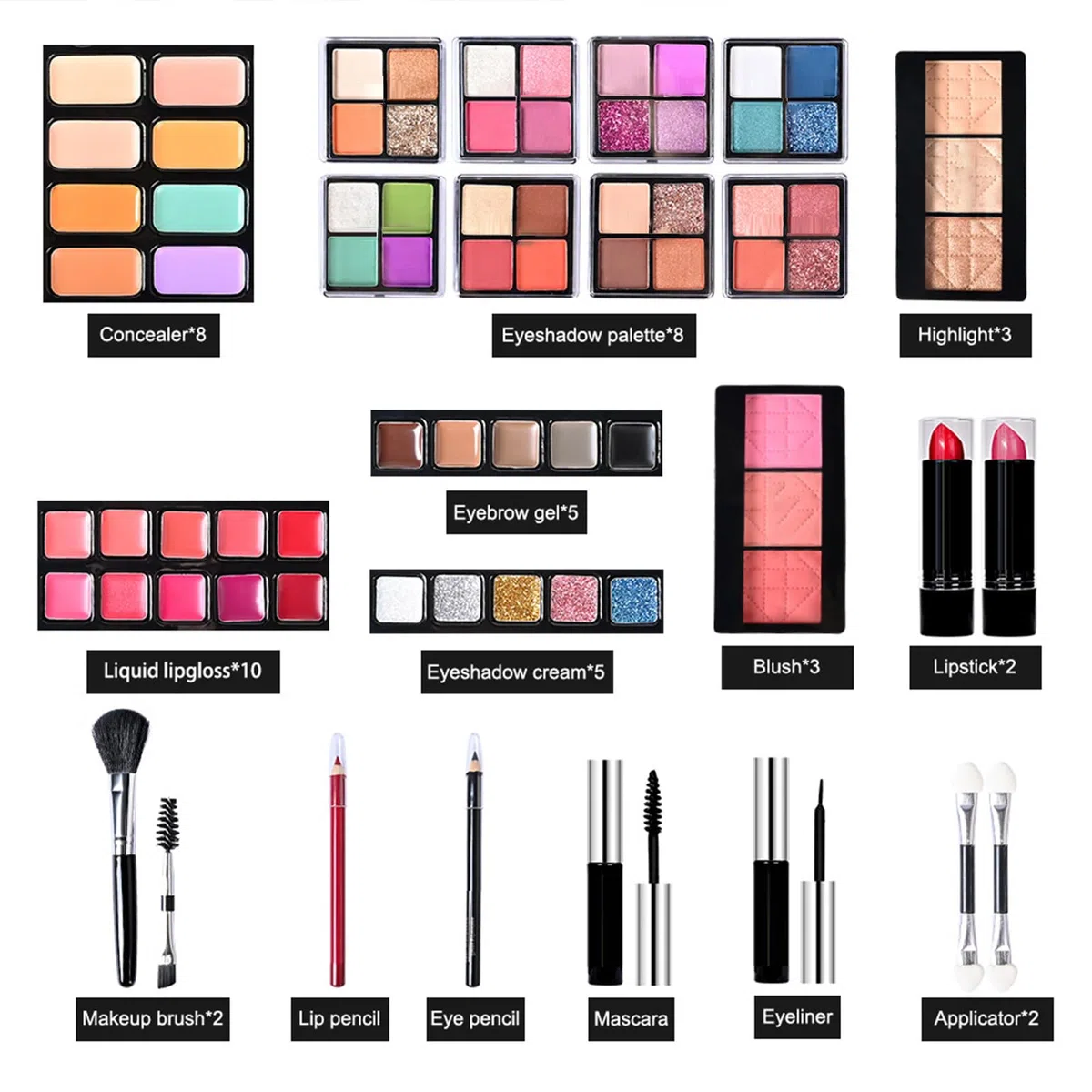 Make-up-Sets für Frauen, komplettes Make-up-Set für Frauen – vielseitige | Sets – komplettes Kosmetik-Set für Mädchen und Anfänger