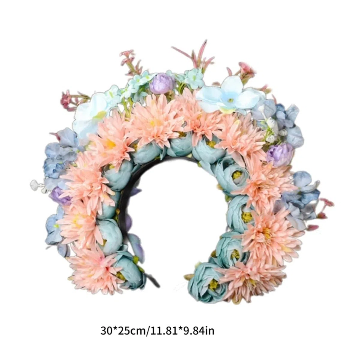 Blumenkranz Haare Buntes Blumen-Stirnband, doppelseitiger Haarkranz, Hochzeits-Party-Kostüm-Kopfschmuck for Braut-Frauen-Haar-Accessoire(Color1)