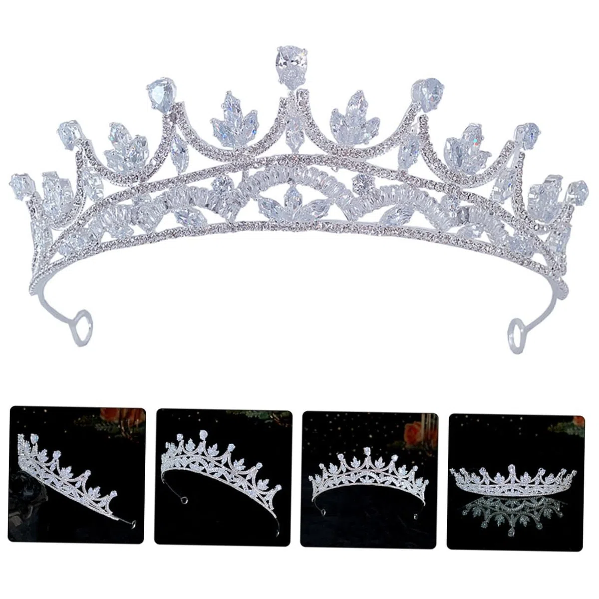 Ipetboom Hochzeitskrone Damen Zirkonia Brautkrone Haarschmuck Leicht und Langlebig für Frauen und Mädchen Braut Haarreif Stirnband Party Geschenk