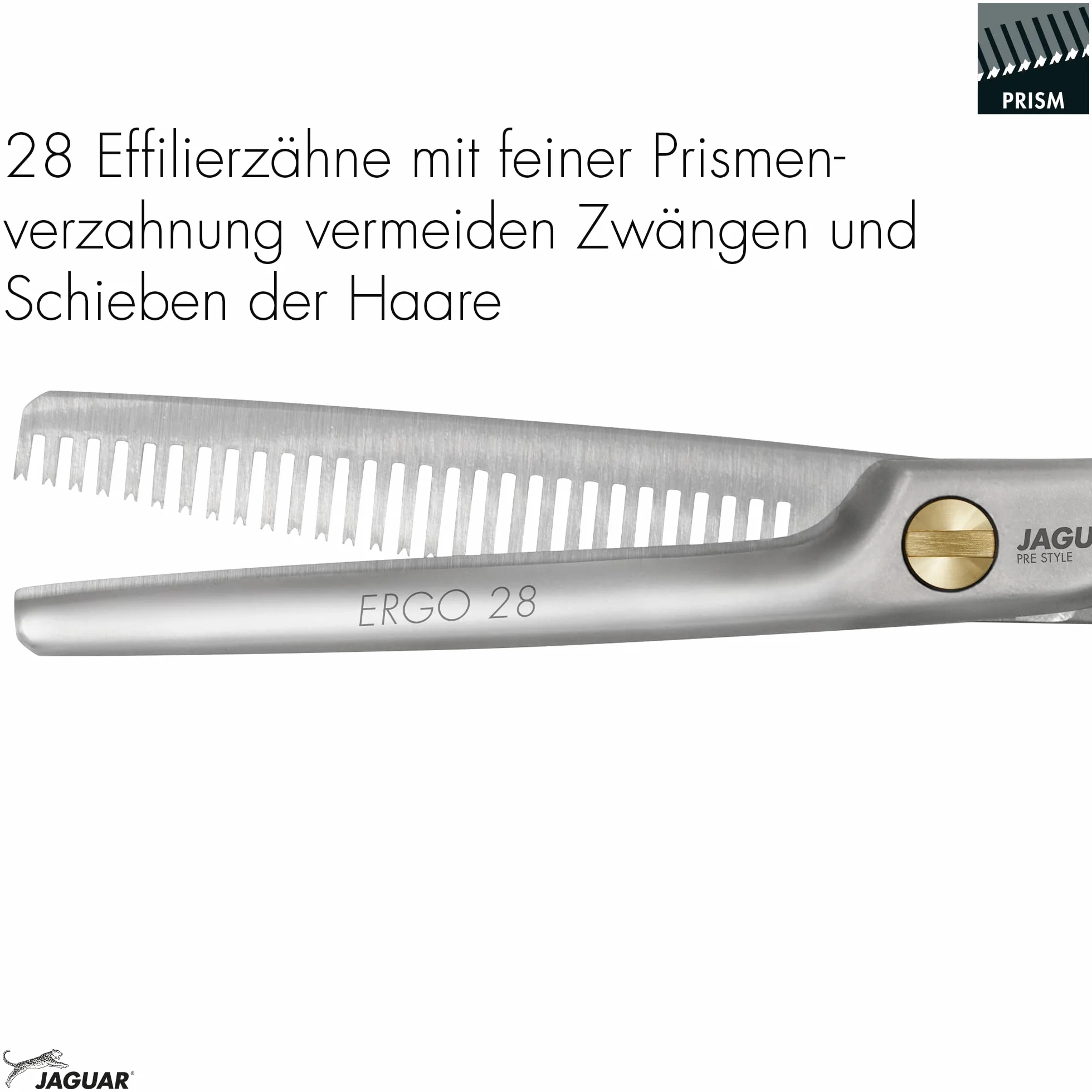 JAGUAR Modellierschere PRE STYLE ERGO 28 5.5" Texturierschere 28 Effilierzähnen Classic-Design mattiert Made in Germany