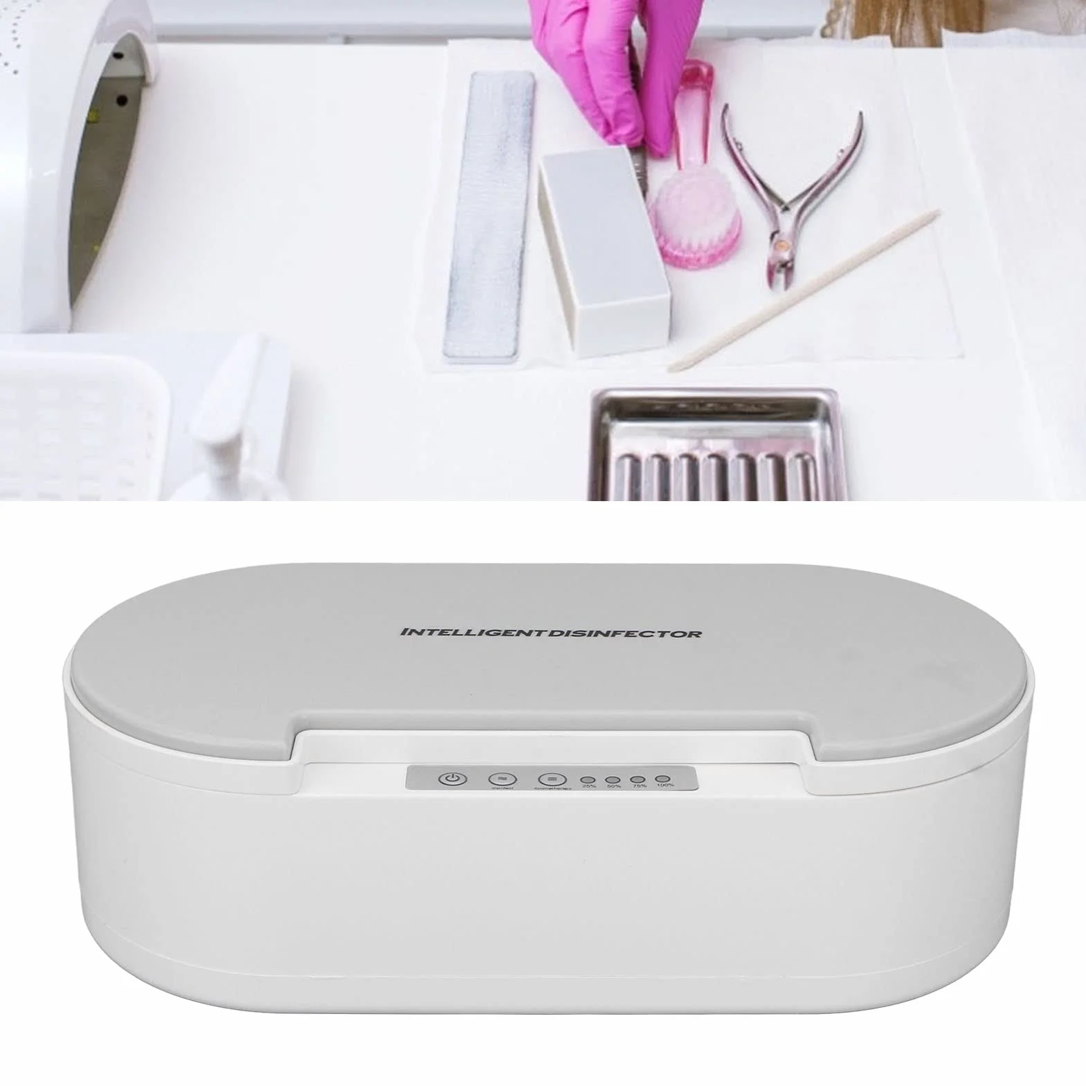 YUYTE UV Reinigungsbox, Professionelle Sterilisationsschale, Voice Broadcast Clean Sterilisator Box Aufbewahrungsorganisator für Nagel, Pinzette, Friseursalon