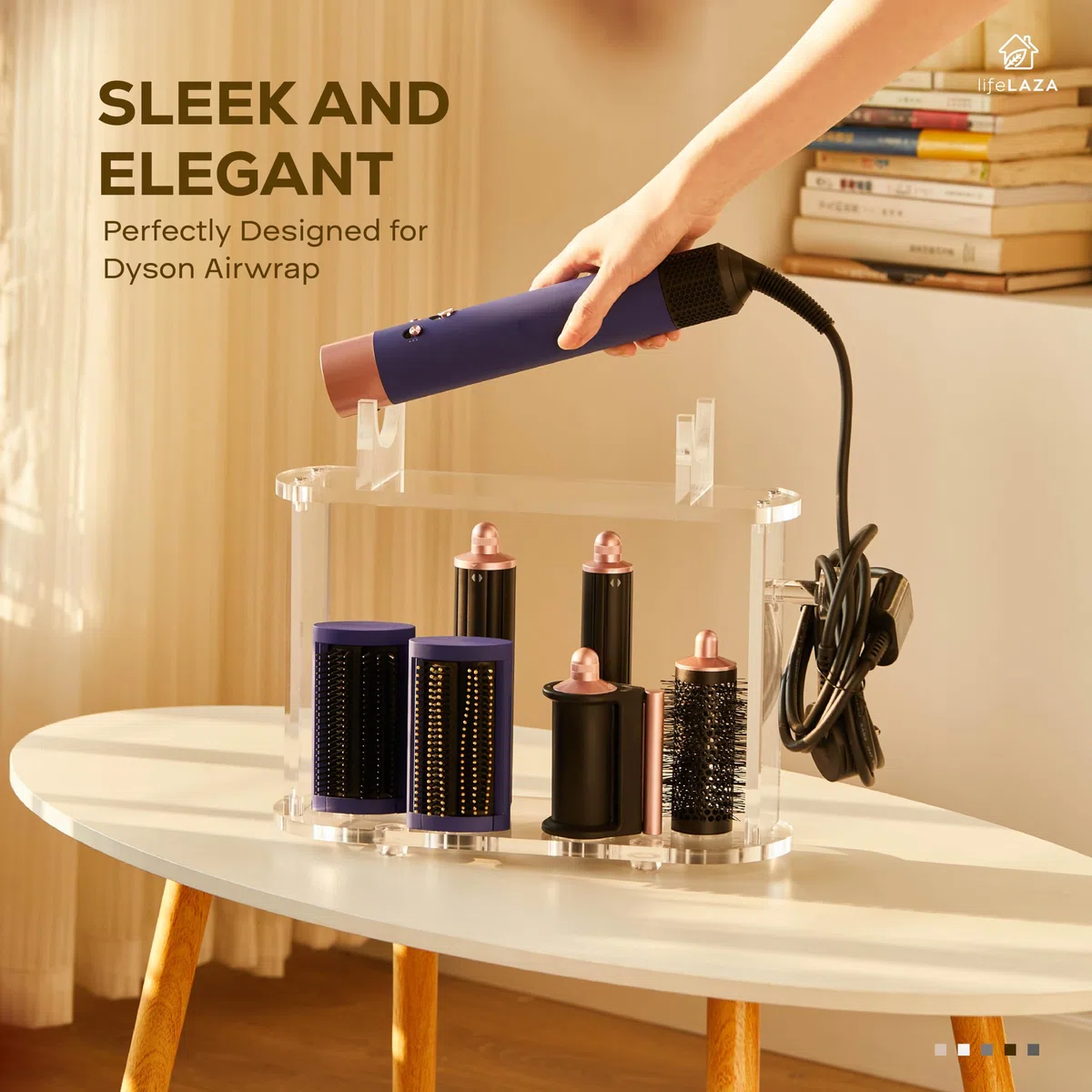 LifeLAZA Acryl-Halter und Organizer, kompatibel mit Airwrap von Dyson und Airwrap-Aufsätzen, Airwrap-Ständer, Arbeitsplatten-Airwrap-Styler-Gestell, kompatibel mit Airwrap-Zubehör