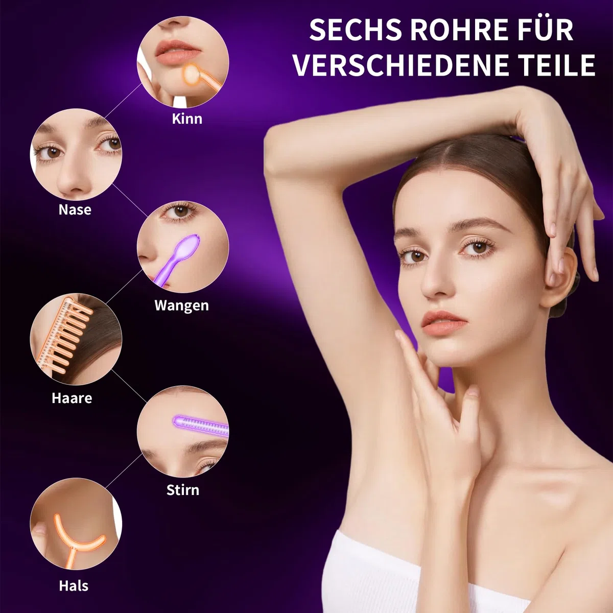 Hochfrequenzstab, iklestar Hochfrequenz Gerät Haare Kit mit Argon Neon Röhren, Professionelle Gesichts-Gerät für Hautpflege Home verwenden
