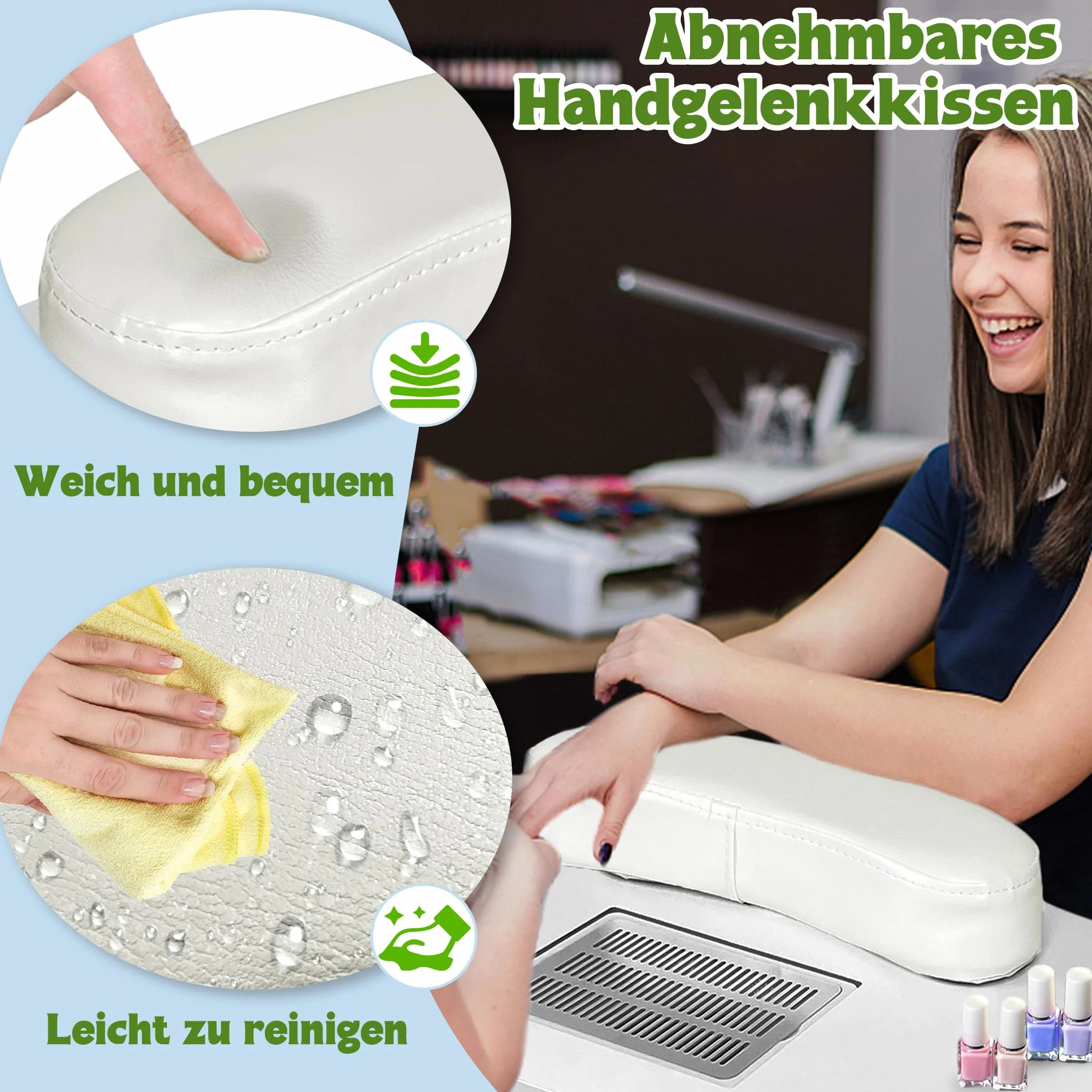 UISEBRT Faltbar Maniküretisch mit Absaugung Tragbarer Nageltisch Tragbaresmanikürtisch mit Rollen Mobiler Maniküre Tisch, Weiß