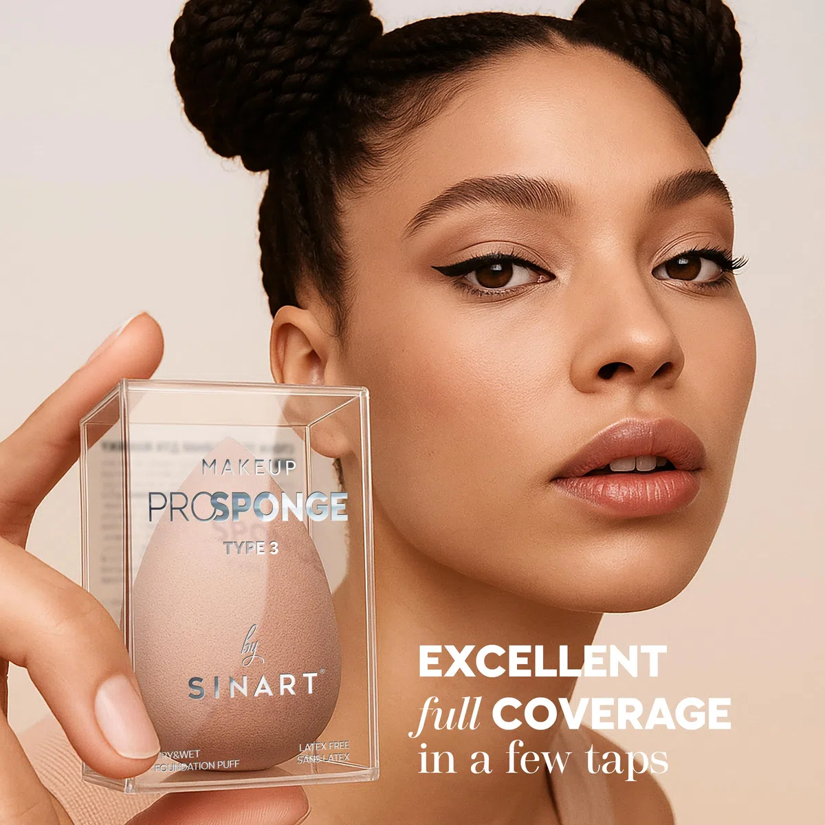 Make-up Schwamm, Beauty Makeup Foundation Blender, Für Flüssigkeit, Creme & Puderprodukte, Original Premium Prosponge, Vegan, Cruelty & Latex Free (Beige)
