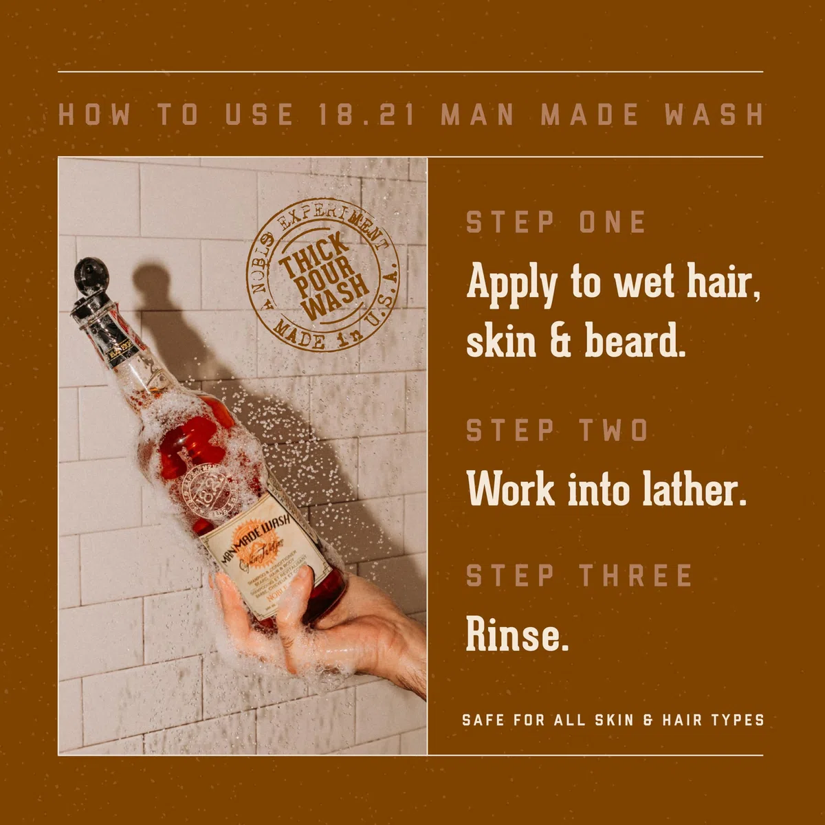 Man Made Wash Noble Oud 18.21 Man Made for Men 32 oz 3-in-1 Shampoo, Conditioner und Body Wash