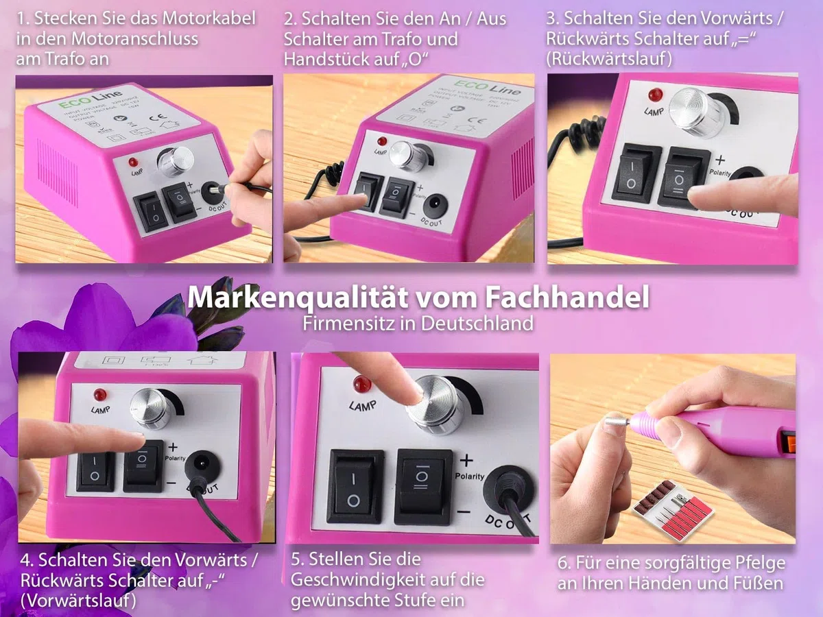 Elektrische Pediküre Feile - Fusspflegegerät zur Fußpflege bis 20.000 U/min | Nagelfräser Gerät mit hygienischer Aufbewahrungstasche. Gepflegte Nägel durch einfache Nagelpflege für Hände und Füße