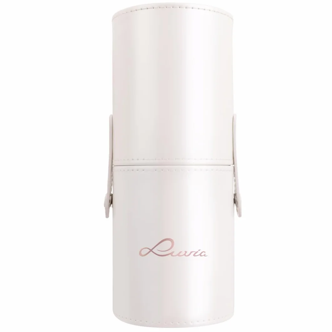 Luvia Make-up Pinselset 15-teilig vegan Profi Schminkpinsel inkl. Blender Reinigungsmatte Leder-Köcher Coffee Perlmutt