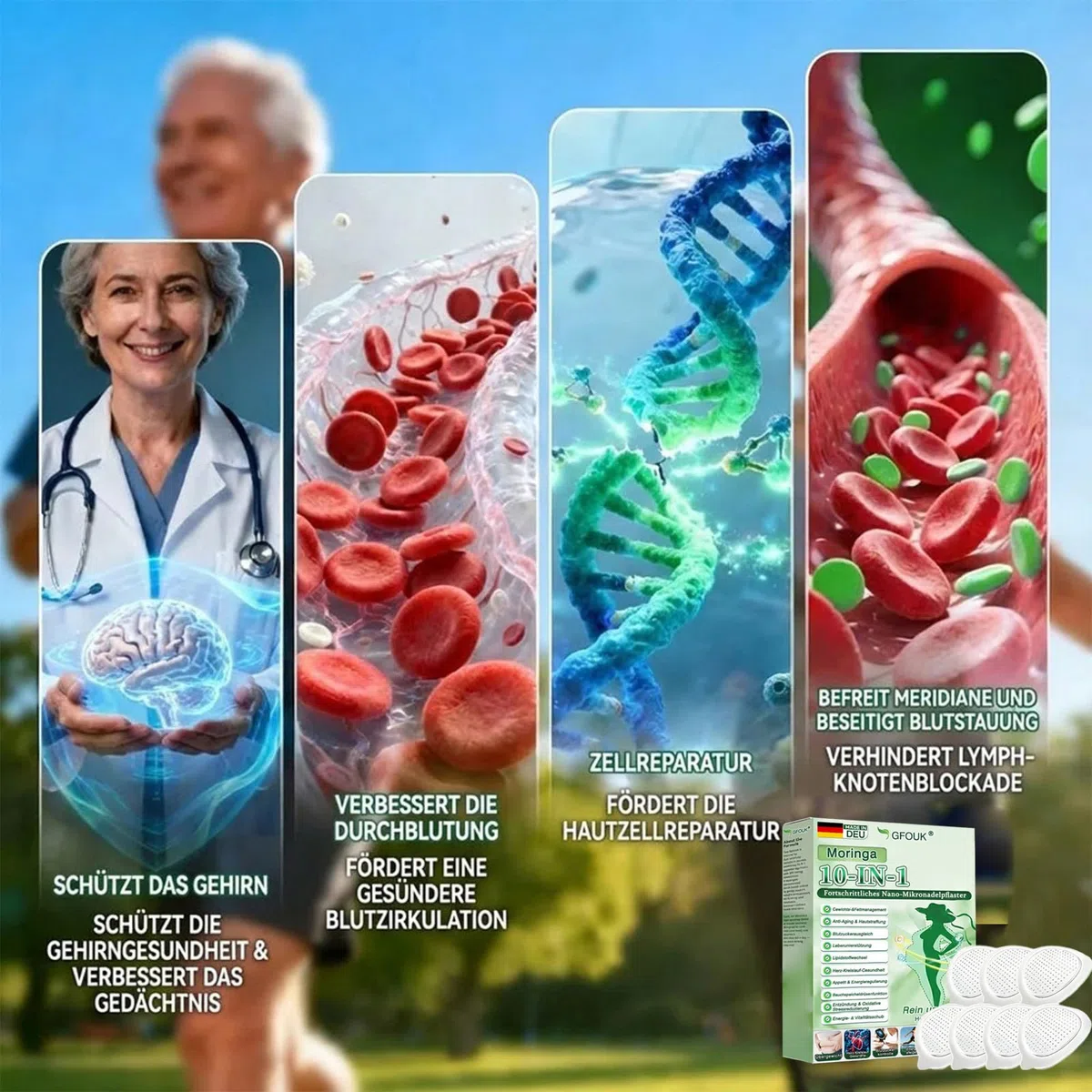 Surgonix Moringa 10-IN-1 Fortschrittlichesich Nano-Mikronadel-Pflaster, Natürliche Abnehmpflaster, Surgonix Moringa Pflaster, Sanfte Beruhigung für alle Körpertypen (4 Stück)