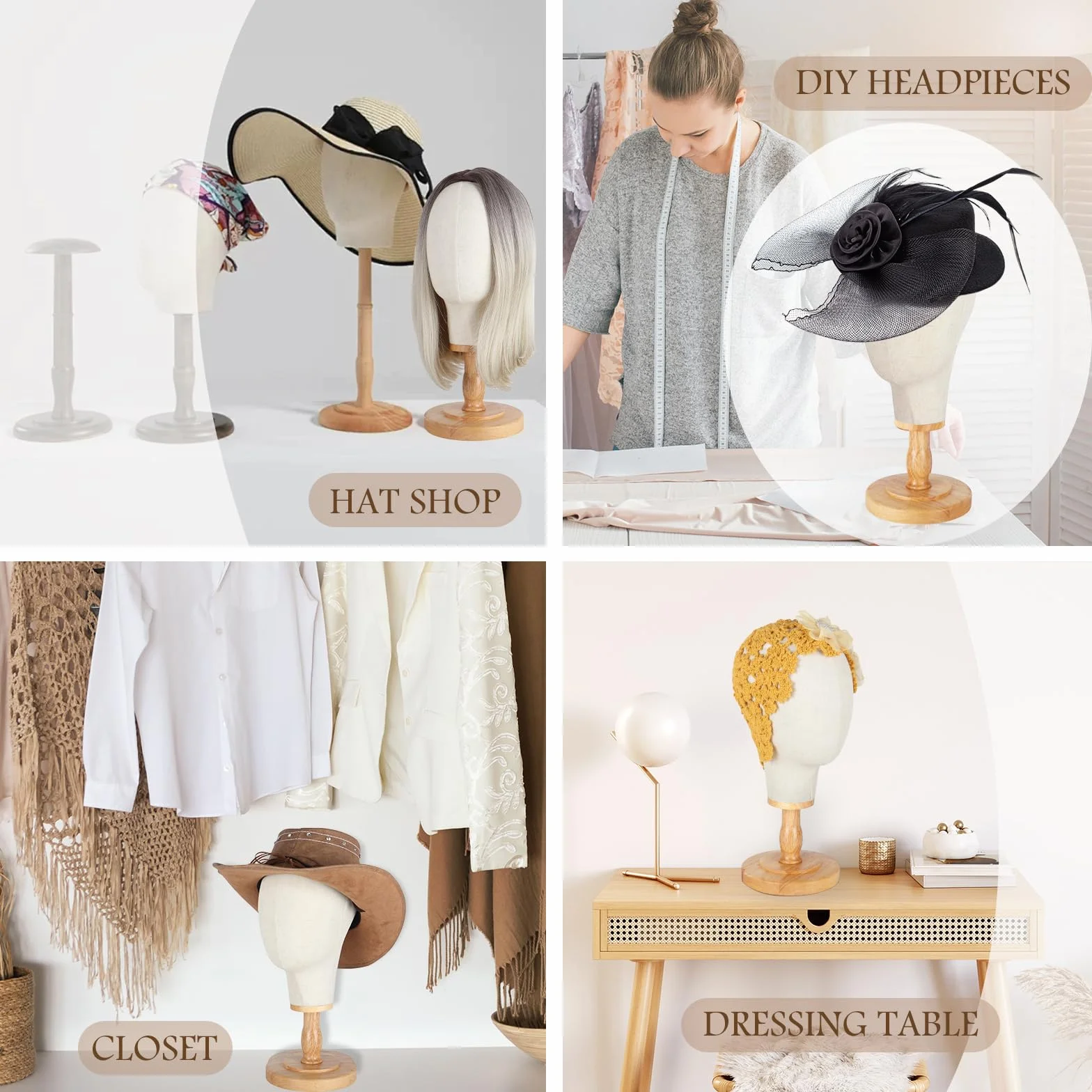 Standfester Perückenkopf 21" 54cm Mannequin Köpfe Perückenständer für Mützen Hüte
