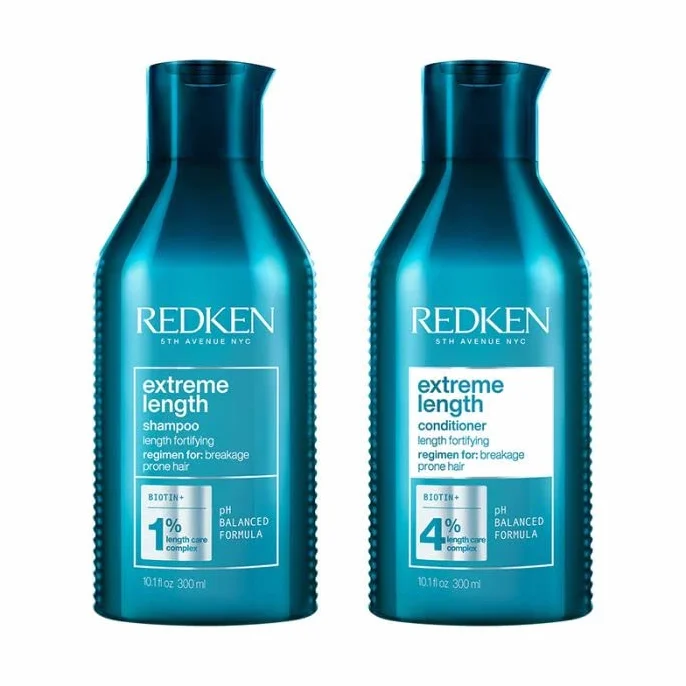 Redken Pflegeset für lange und starke Haare, Anti Haarbruch, Mit Biotin, Extreme Length 300 ml & Conditioner 300 ml