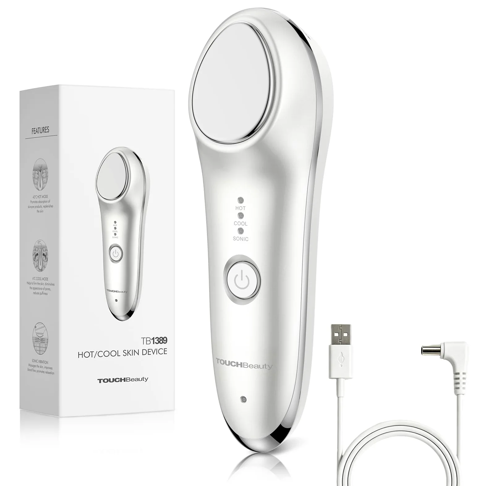TOUCHBeauty Kalt & Heiß Gesichtsmassagegerät Elektrisch, 6°C & 42°C Vibration Face Massager für Lymphdrainage