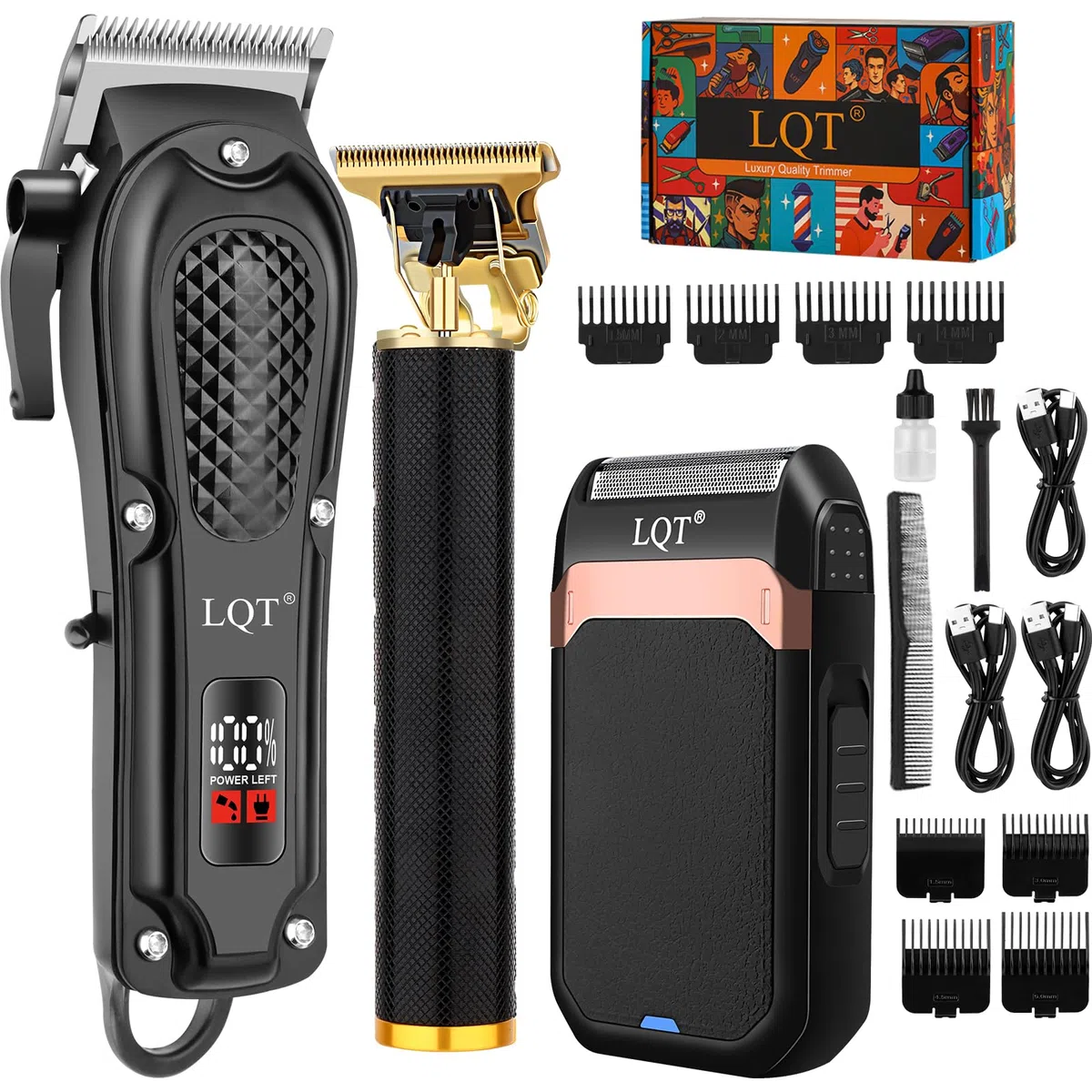 Haarschneidemaschine Set Herren - 5-in-1 schnurloser Haarschneider mit LED-Bildschirm, verstellbarem Bart- & Schnurrbart-Trimmer, selbstschärfende Klingen, leise Haarschnittmaschine, bestes Geschenk