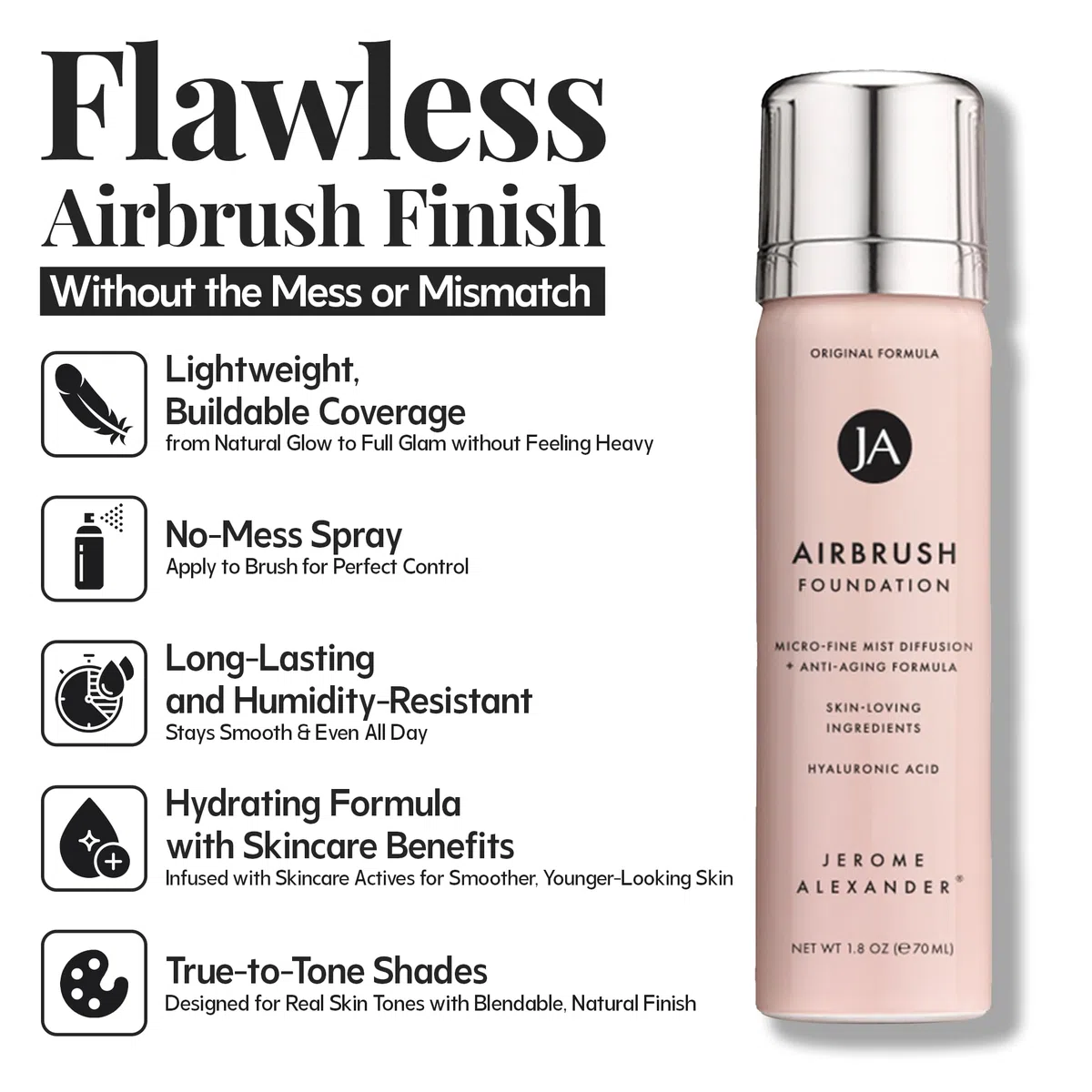 MagicMinerals AirBrush Foundation von Jerome Alexander - 2-teiliges Set mit Airbrush-Foundation und Kabuki-Pinsel - Spray Make-up mit Anti-Aging-Inhaltsstoffen für glatte, strahlende Haut (Fair) | Inklusive Kabuki-Pinsel, feiner Sprühnebel, aufbaubare Abd