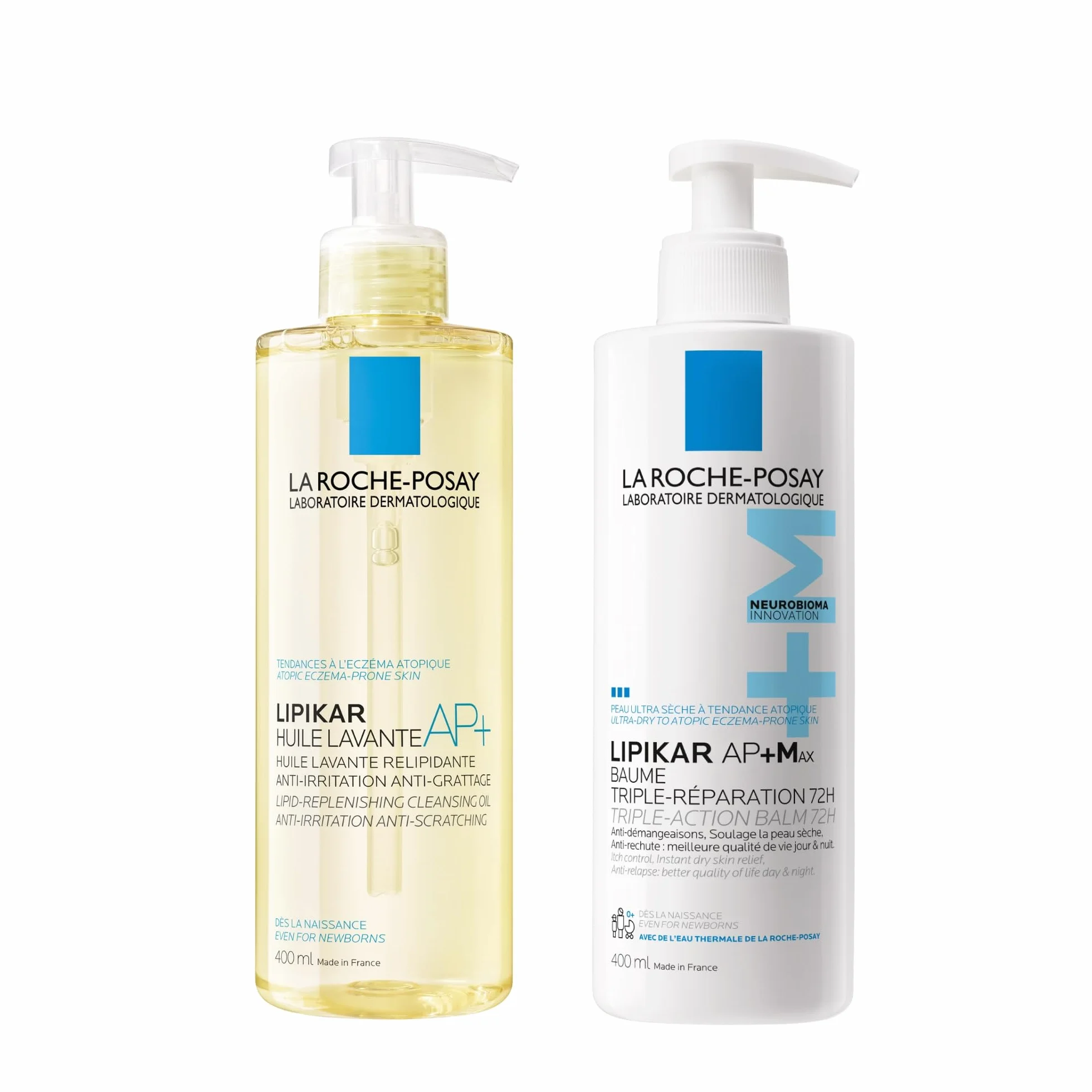 La Roche-Posay | Lipikar Routine | AP+ Waschöl & AP+M Balsam | repariert, beruhigt und spendet Feuchtigkeit | Geeignet für trockene, sehr trockene & atopische Haut | ab der Geburt | 400 ml x 2
