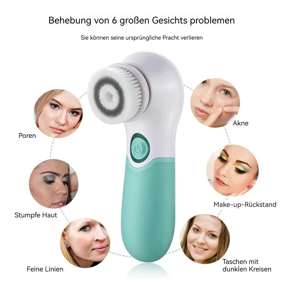 Elektrische Tiefenreinigungs-Gesichtsreinigungsbürste für alle Hauttypen, porentiefe Reinigung & Anti-Mitesser, 3 Geschwindigkeitsstufen, Reisegröße – zuhause & unterwegs für Frauen & Männer
